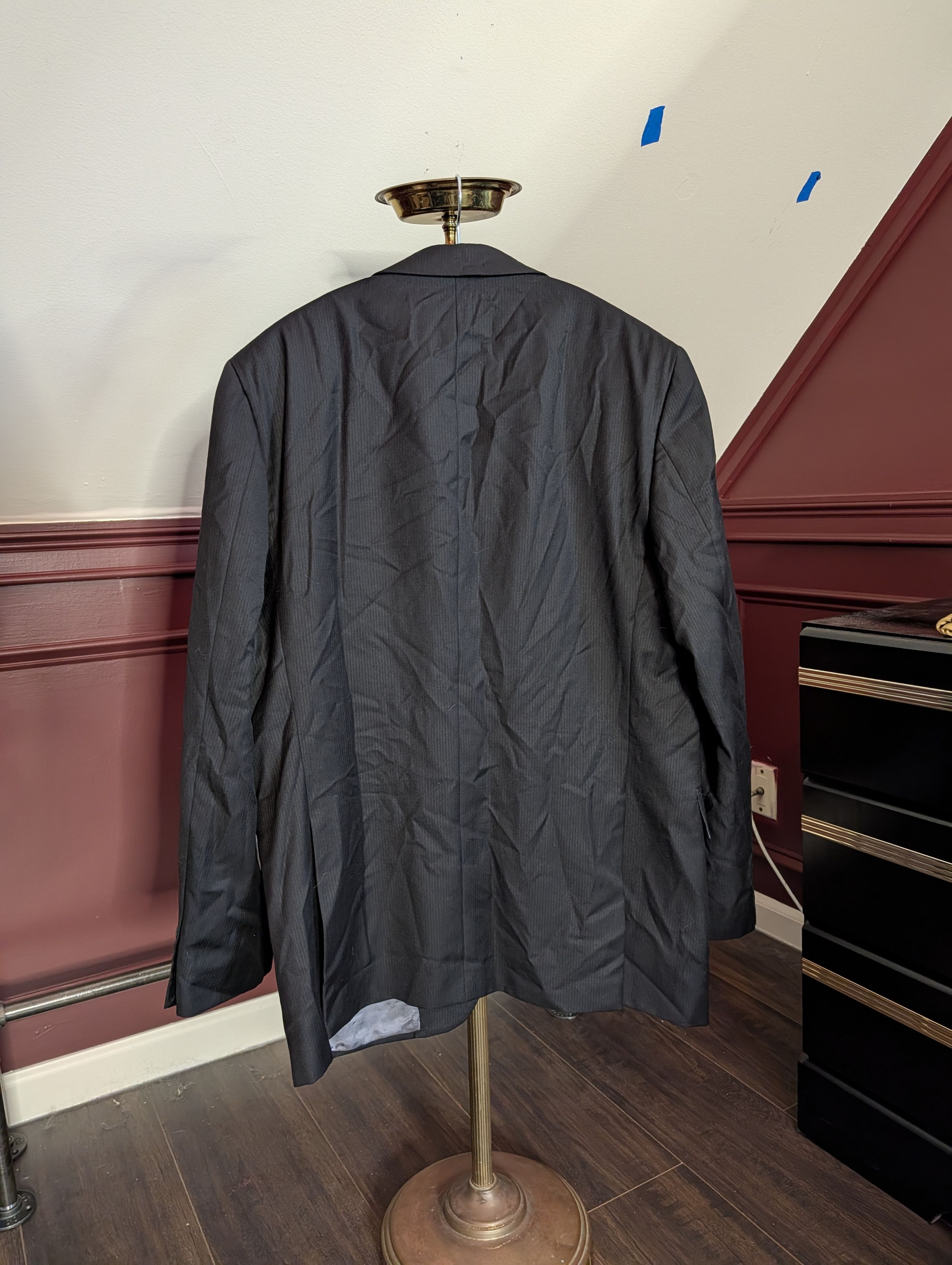 Joseph Abboud Loro Piana Super 120s wool black striped jacket MiUSA Size 40R - 6 Thumbnail