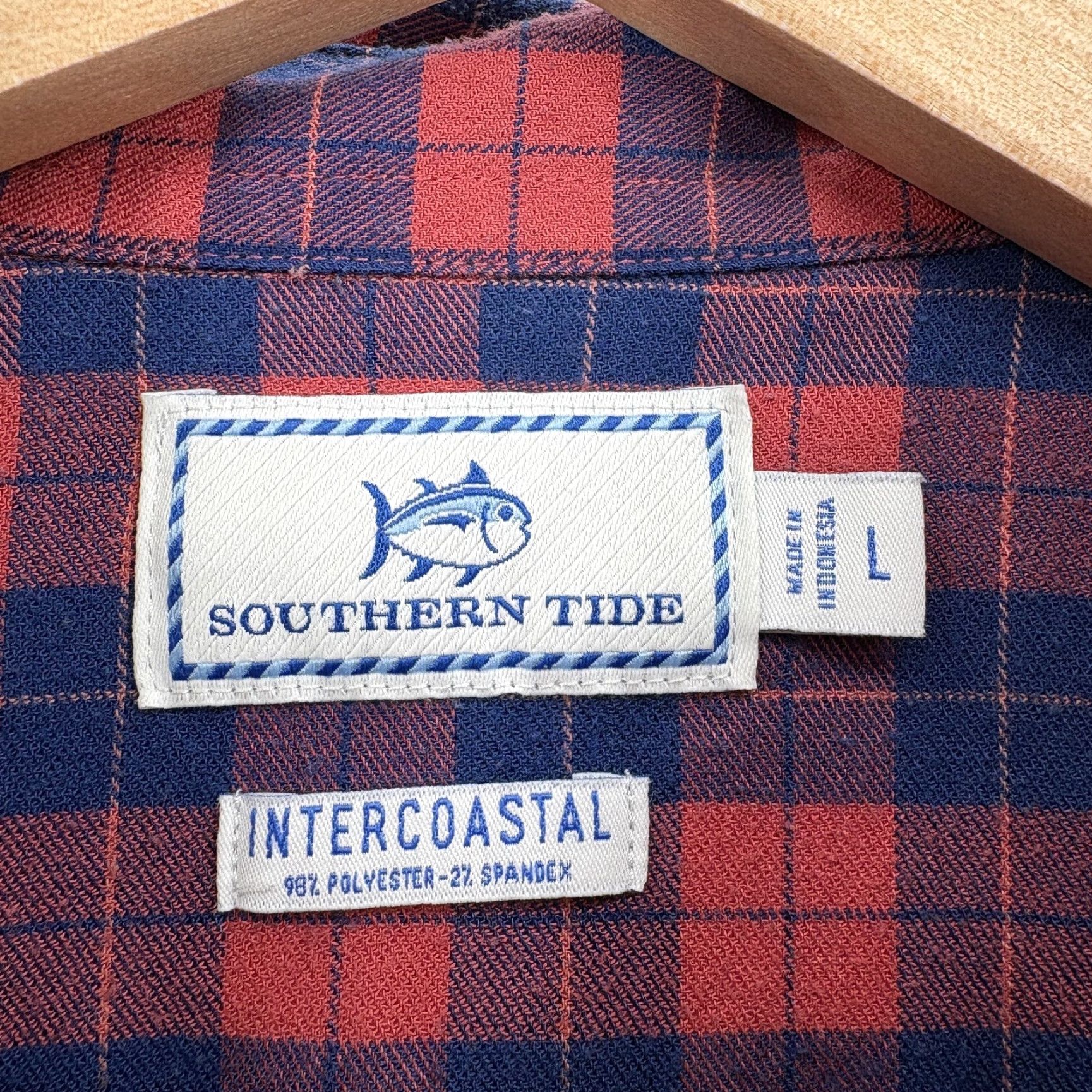 Southern Tide Southern Tide Intercoastal Shirt Mens L Red Plaid Stretch Button-Front Size US L / EU 52-54 / 3 - 3 Thumbnail
