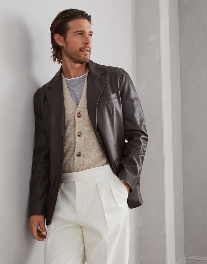 Brunello Cucinelli o1w1db10825 Leather Jacket in Brown Size US XL / EU 56 / 4 - 5 Thumbnail