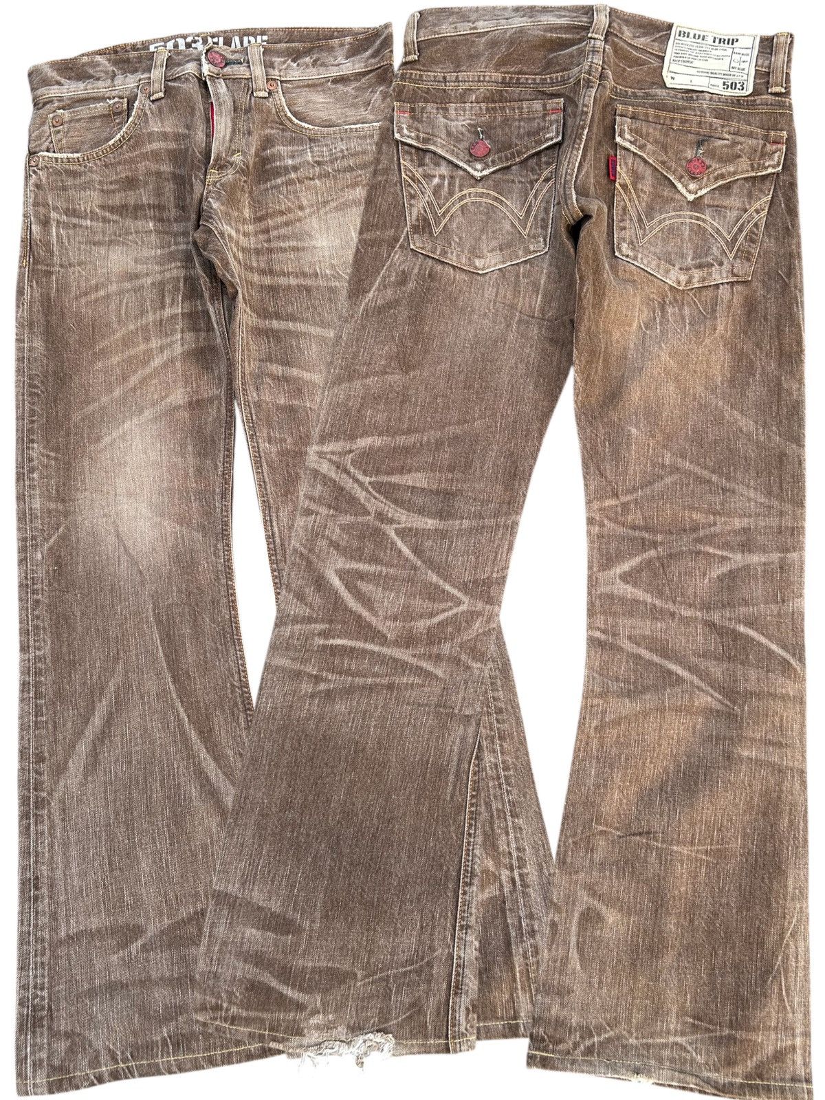 Japanese Brand × Kapital × Vintage Rusty Edwin Flare Distressed Japanese Denim Jeans Size US 31 - 1 Thumbnail