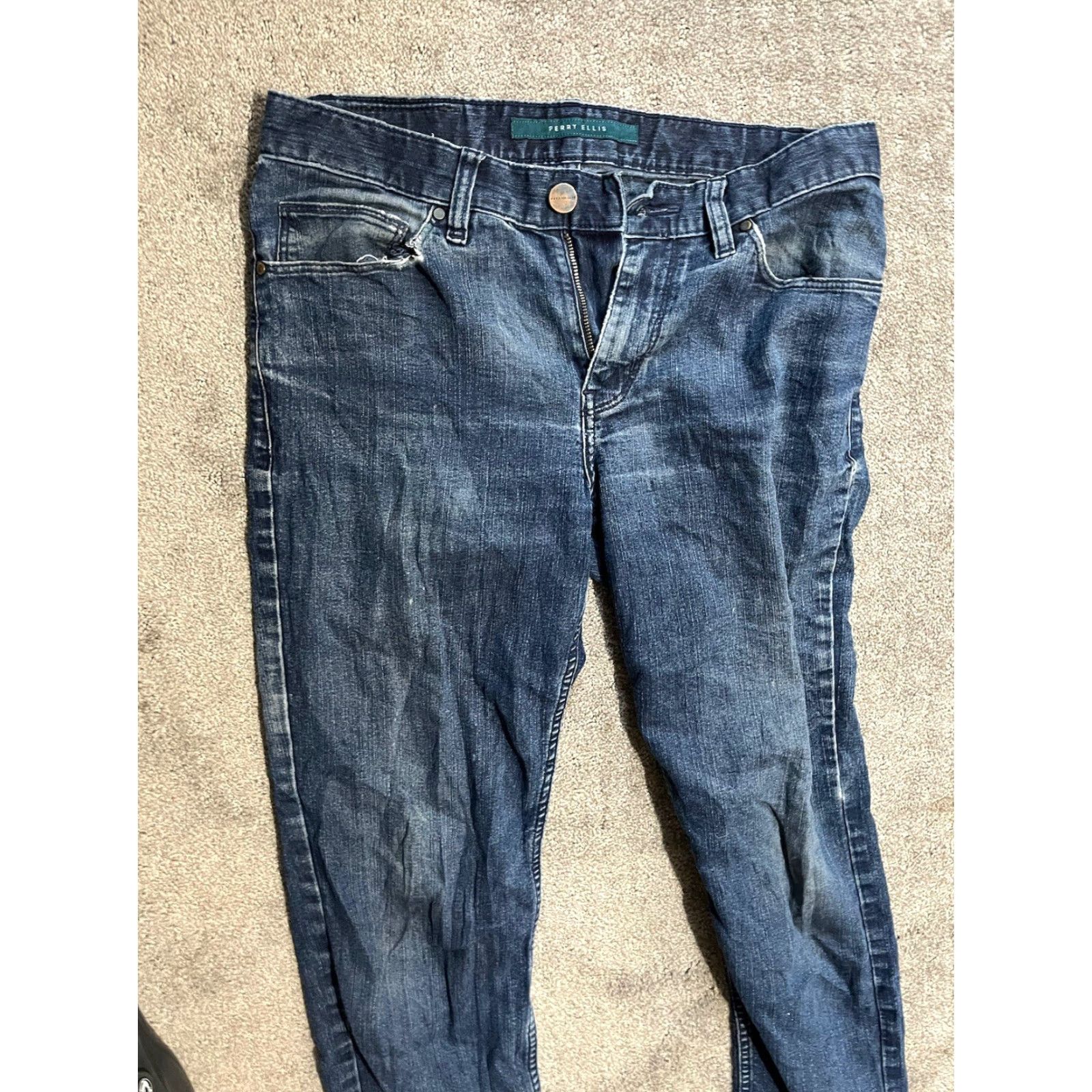 Perry Ellis Perry Ellis Jeans Denim Straight Leg Men 28x30 Blue Cotton High Rise 90s? Mid Rise Regular Inseam 30 Men Clothing Size US 28 / EU 44 - 2 Thumbnail