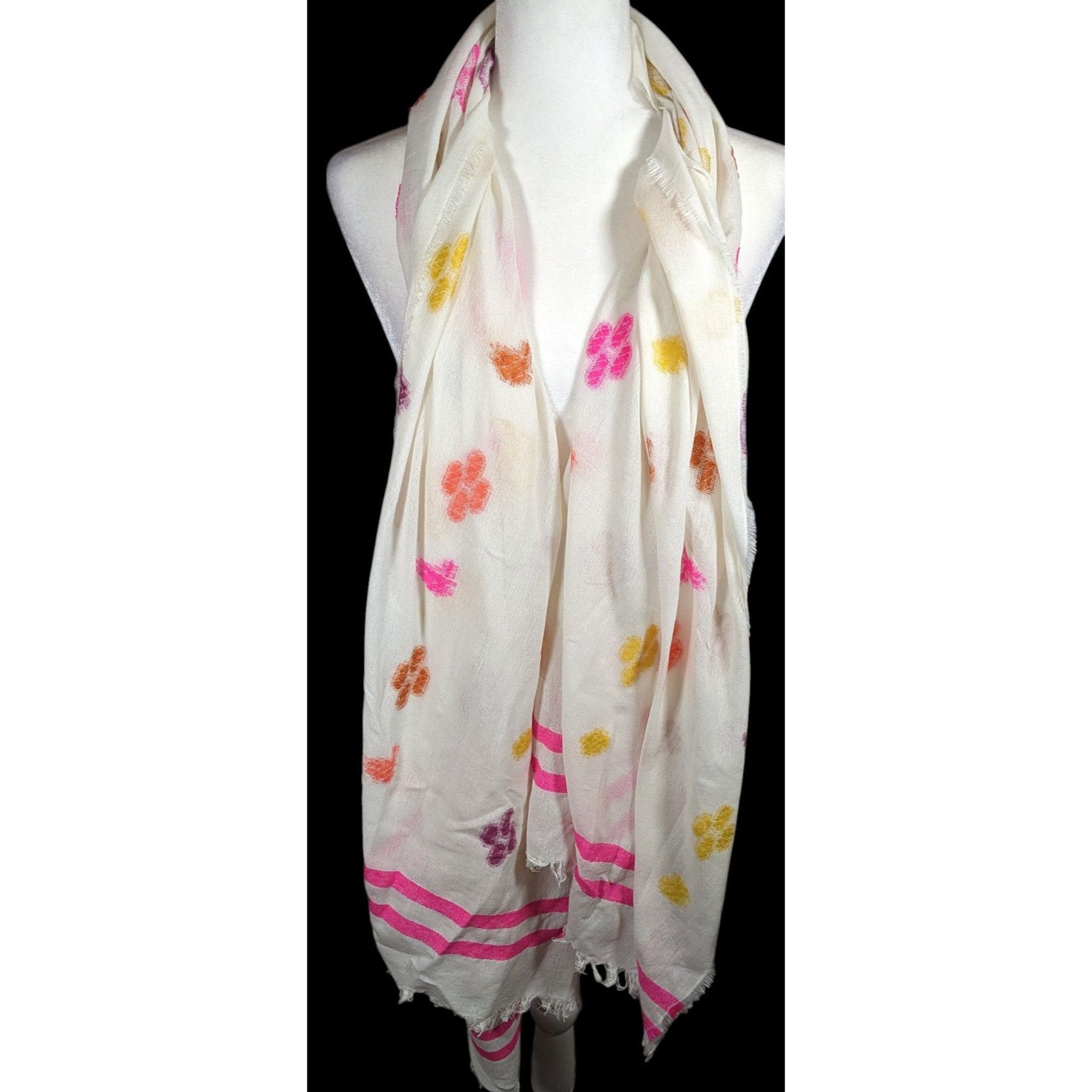 Gap Gap Spring Themed Retro Fringe Jacquard Scarf Size ONE SIZE - 3 Thumbnail