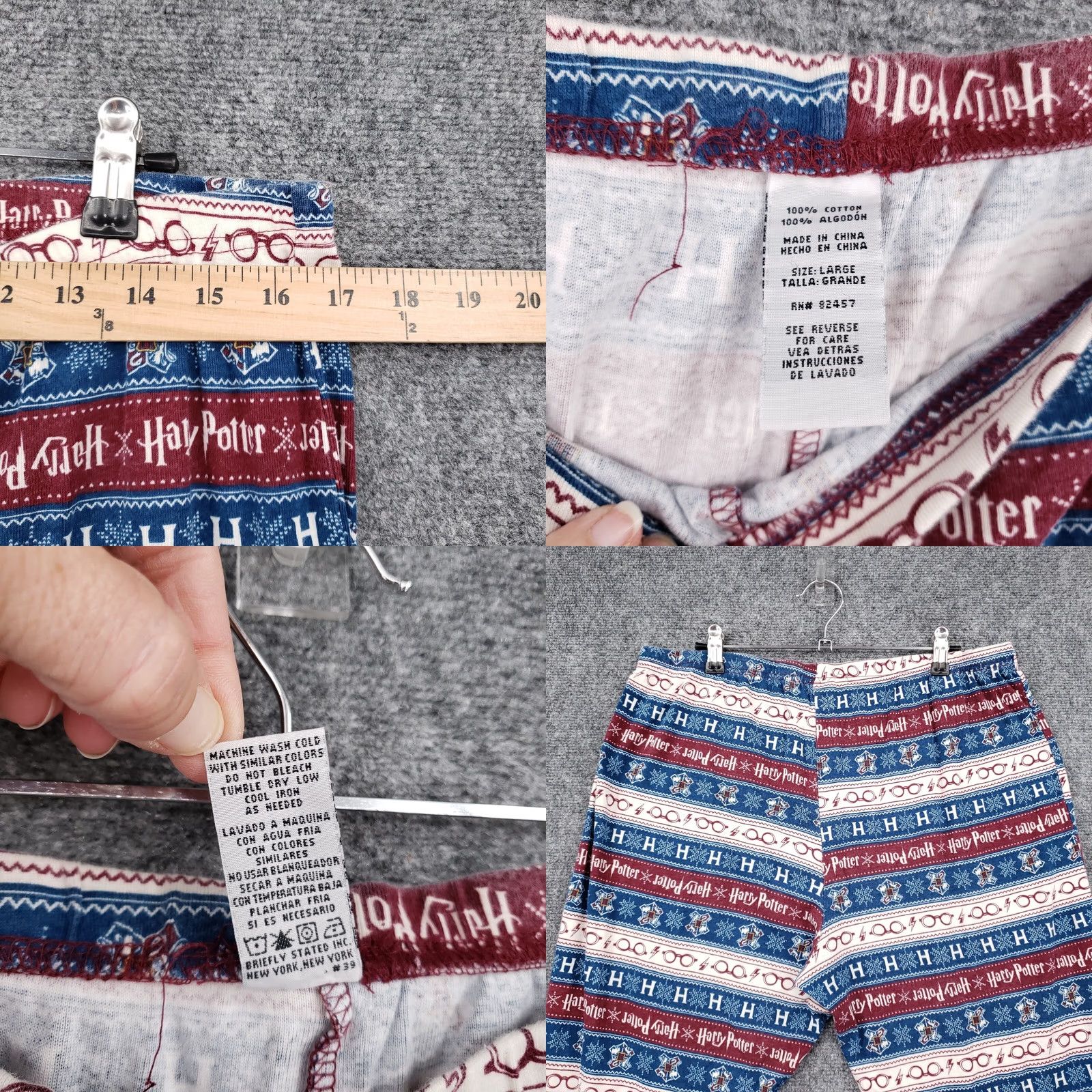Vintage Harry Potter Pajama Pants L Adults Blue Red Sleepwear Geometric Christmas Knit 100% Cotton Size 36" / US 14 / IT 50 - 8 Thumbnail