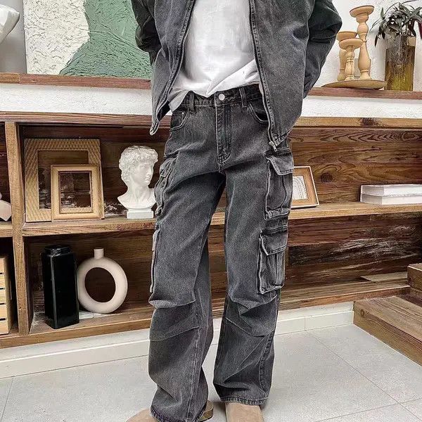 VIBE Heavy duty washed multi-pocket Y2K vintage workwear jeans Size US 32 / EU 48 - 4 Thumbnail