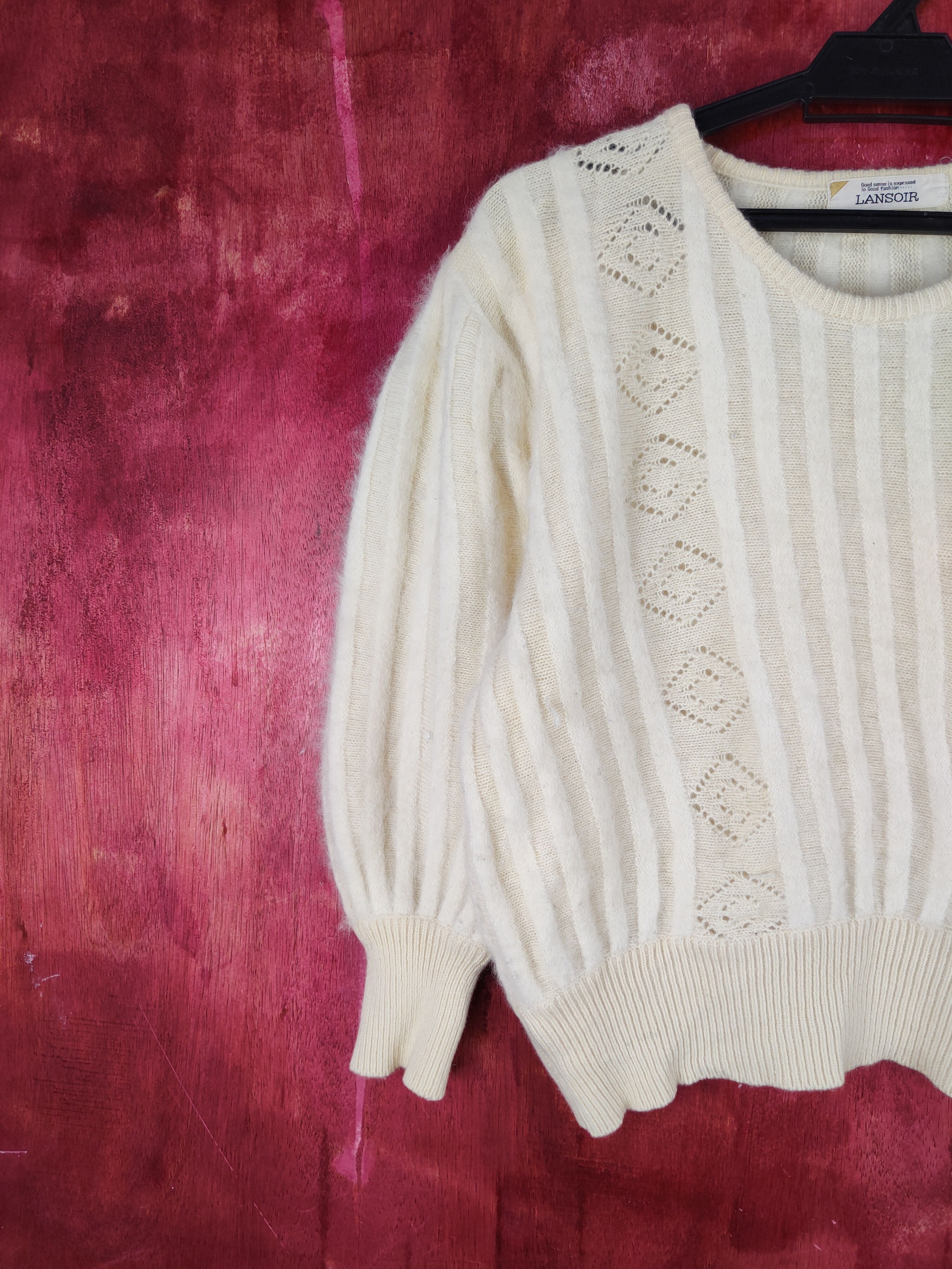 Homespun Knitwear Lansoir Cream Shag Shaggy Fur Mohair Knitwear #S2065 Size S / US 4 / IT 40 - 3 Thumbnail