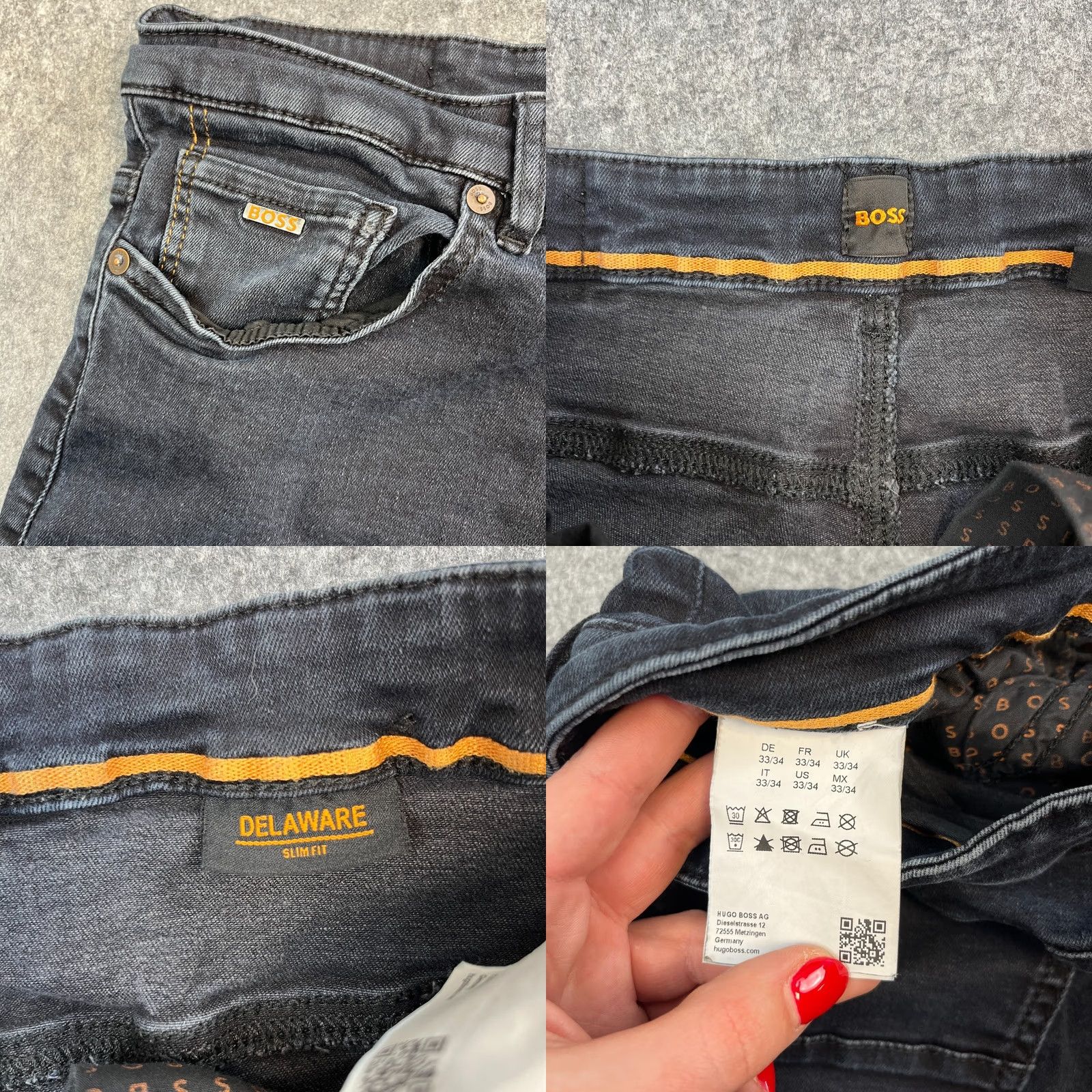 Hugo Boss HUGO BOSS Jeans Slim Delaware 33 Dark Wash Denim 5-Pocket Zip Mens Slim Fit California? Size US 33 - 8 Thumbnail