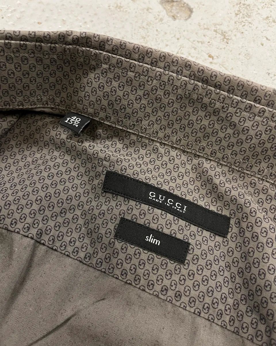 Gucci SS2010 Gucci Grey Monogram Slim Shirt by Frida Giannini Size US M / EU 48-50 / 2 - 9 Thumbnail