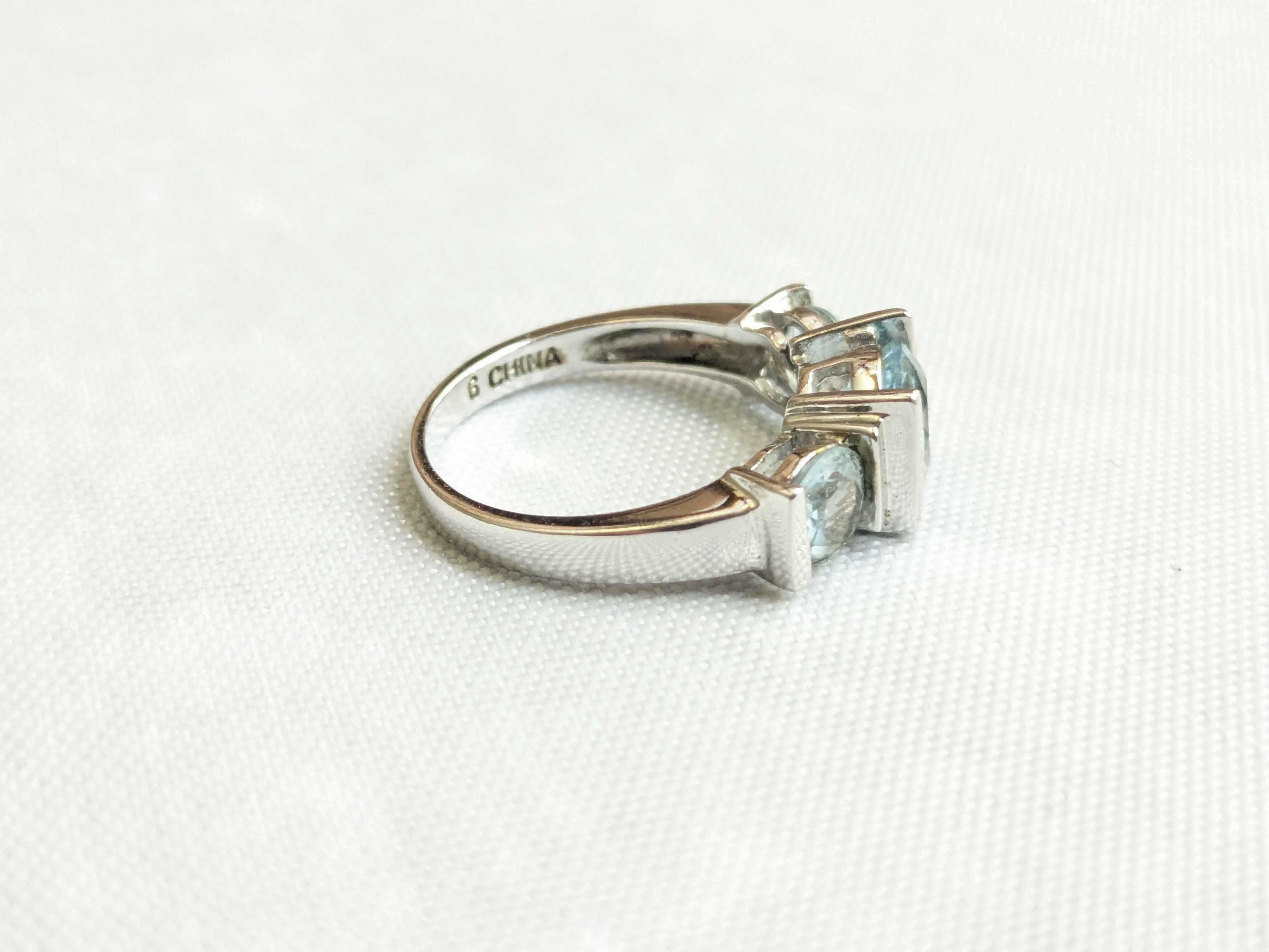 Jewelry Vintage Sterling Silver Ring Blue Aquamarine 6 Size ONE SIZE - 5 Thumbnail