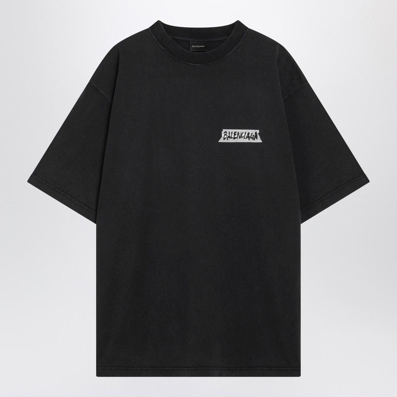 Balenciaga Balenciaga Black Washed Masking Tape T-Shirt With Medium Fit Size M / US 6-8 / IT 42-44 - 1 Thumbnail