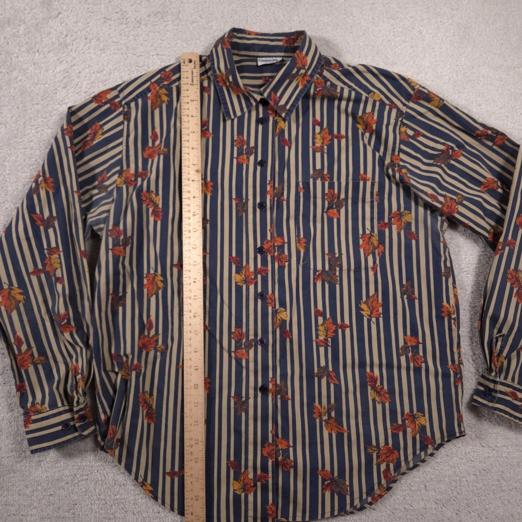 Vintage VINTAGE Cabin Creek Shirt Womens Large Blue Beige Striped Autumn Leaves Button Up Pocket Size L / US 10 / IT 46 - 7 Thumbnail