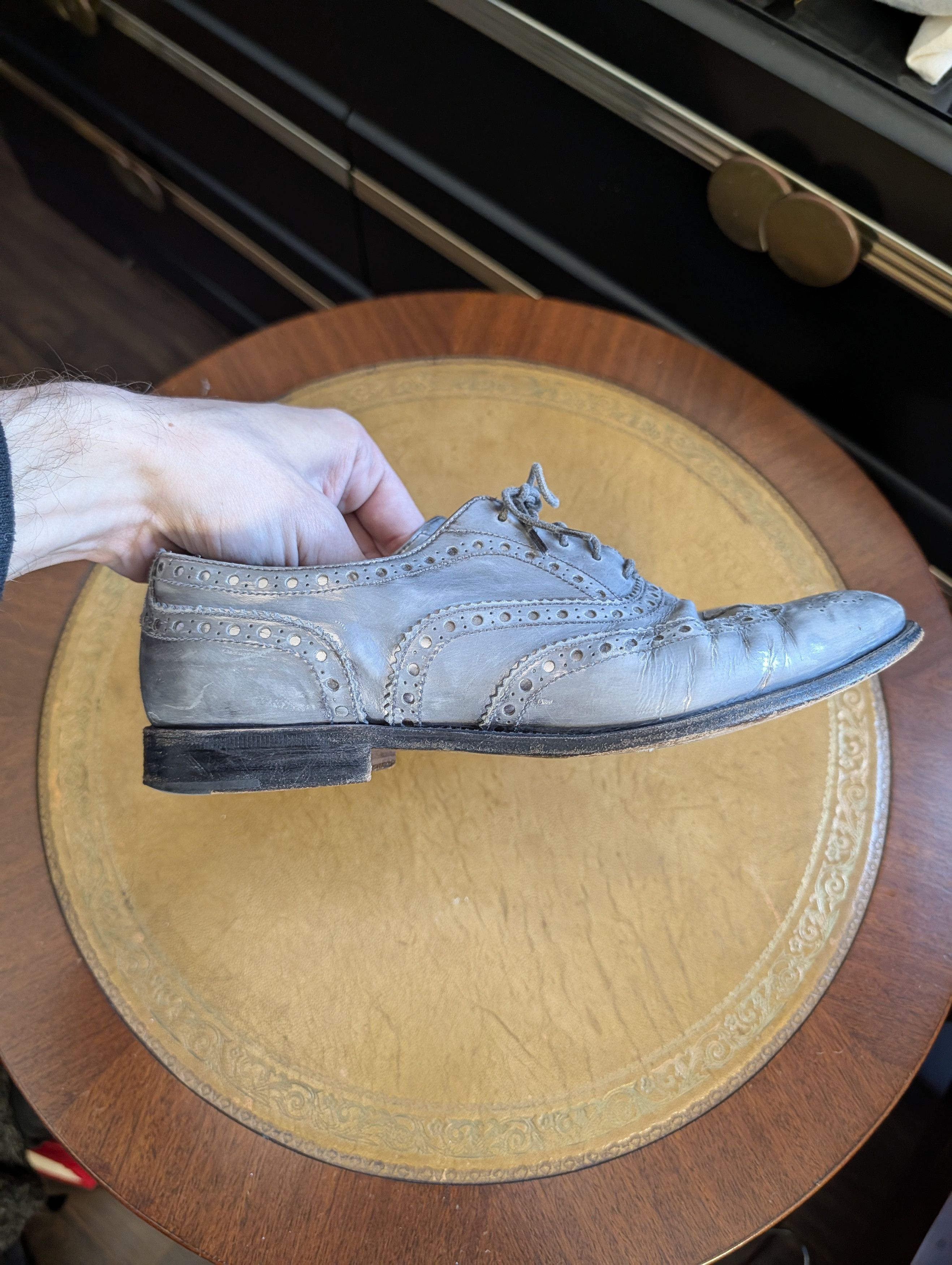 Church's $1,400 Burwood silver leather wingtip brogues Italy 37 Size US 6.5 / IT 36.5 - 7 Thumbnail