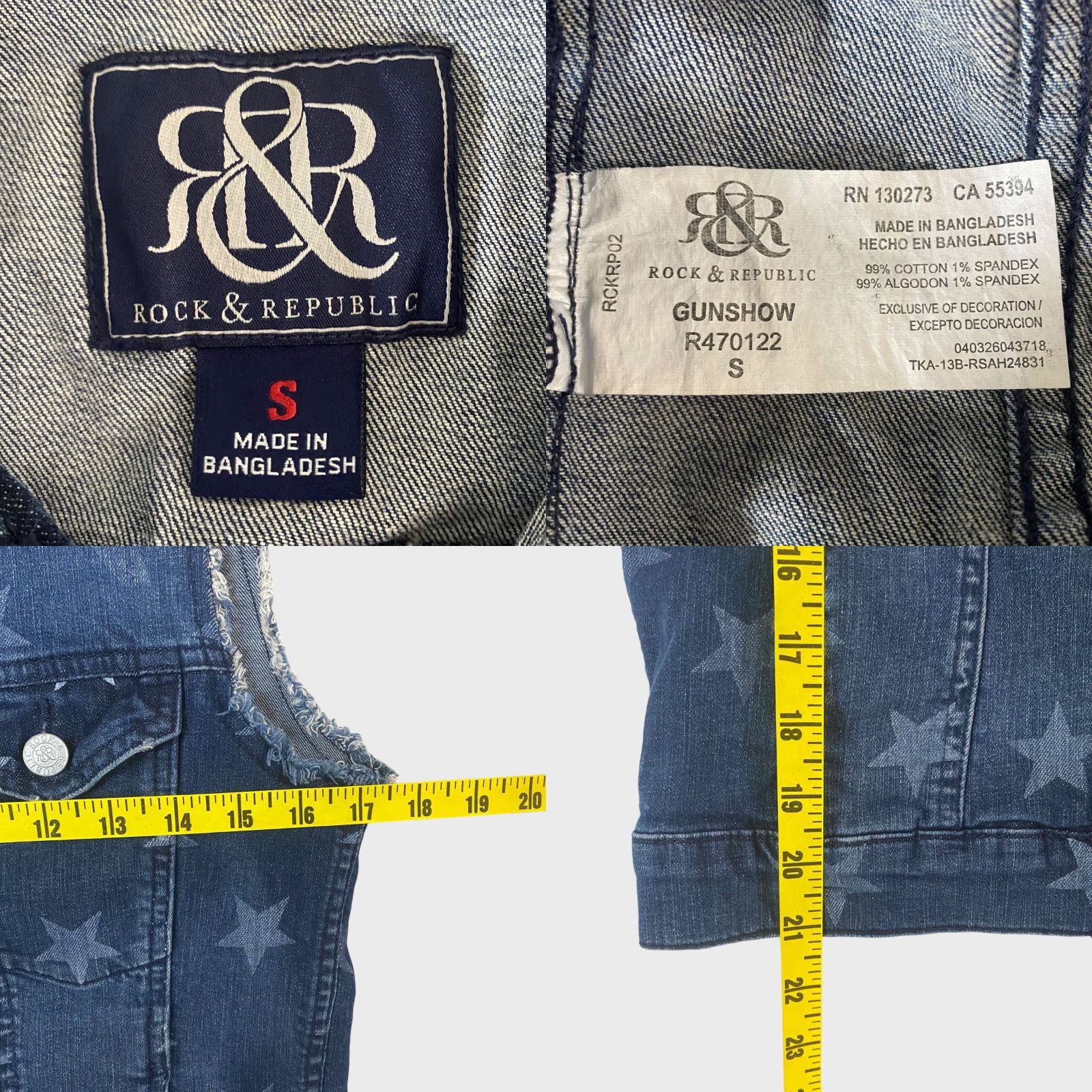 Vintage Rock & Republic Gunshow Star Denim Vest Button Up Womens Small Blue Sleeveless Size S / US 4 / IT 40 - 8 Thumbnail