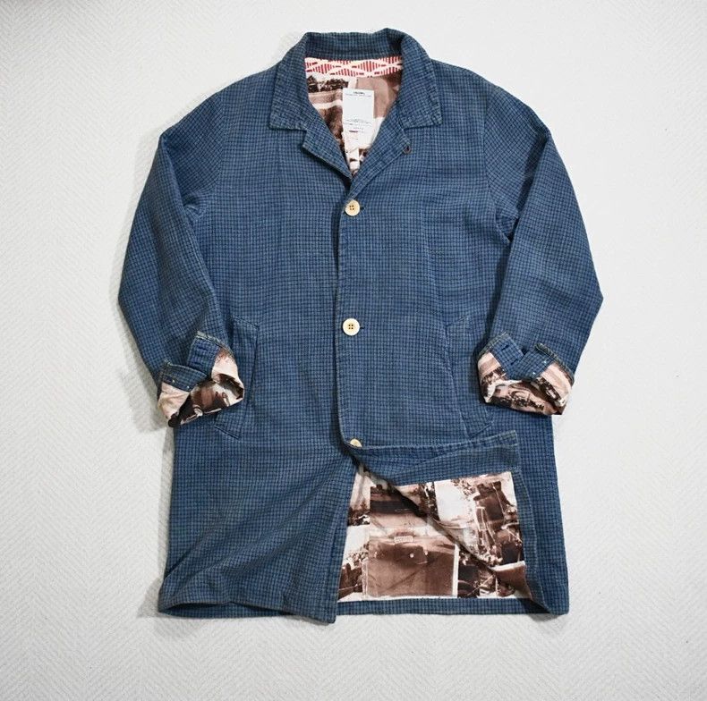 Visvim Navy Doble Breasted Gore-Tex Tweed Wool Jacket | Grailed