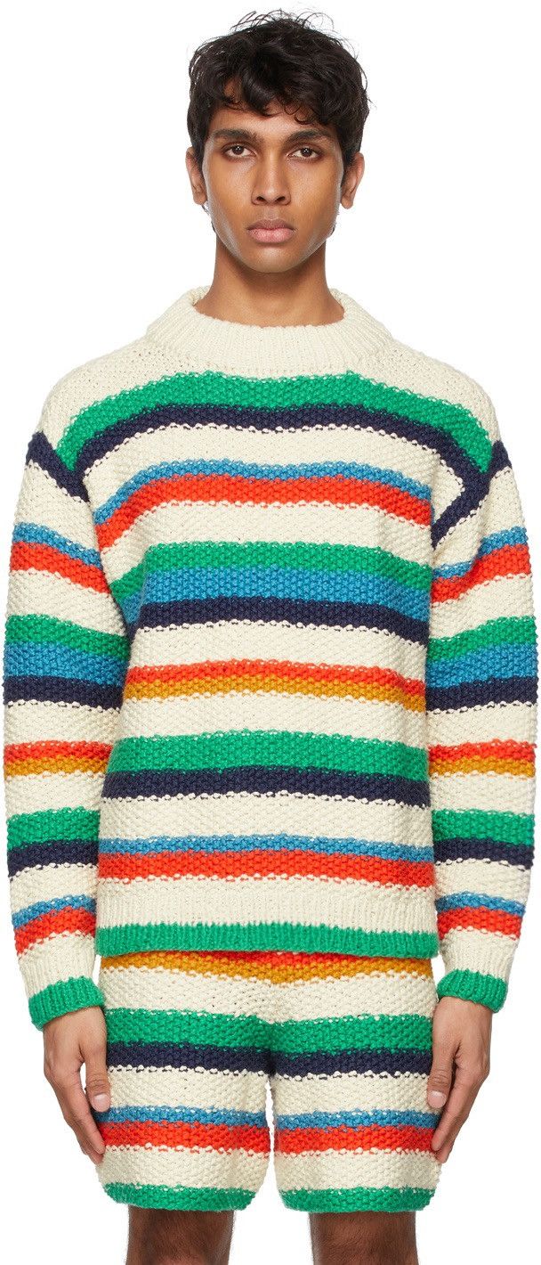 The Elder Statesman The Elder Statesman Off-White Varied Stripe Sweater Size US S / EU 44-46 / 1 - 3 Thumbnail