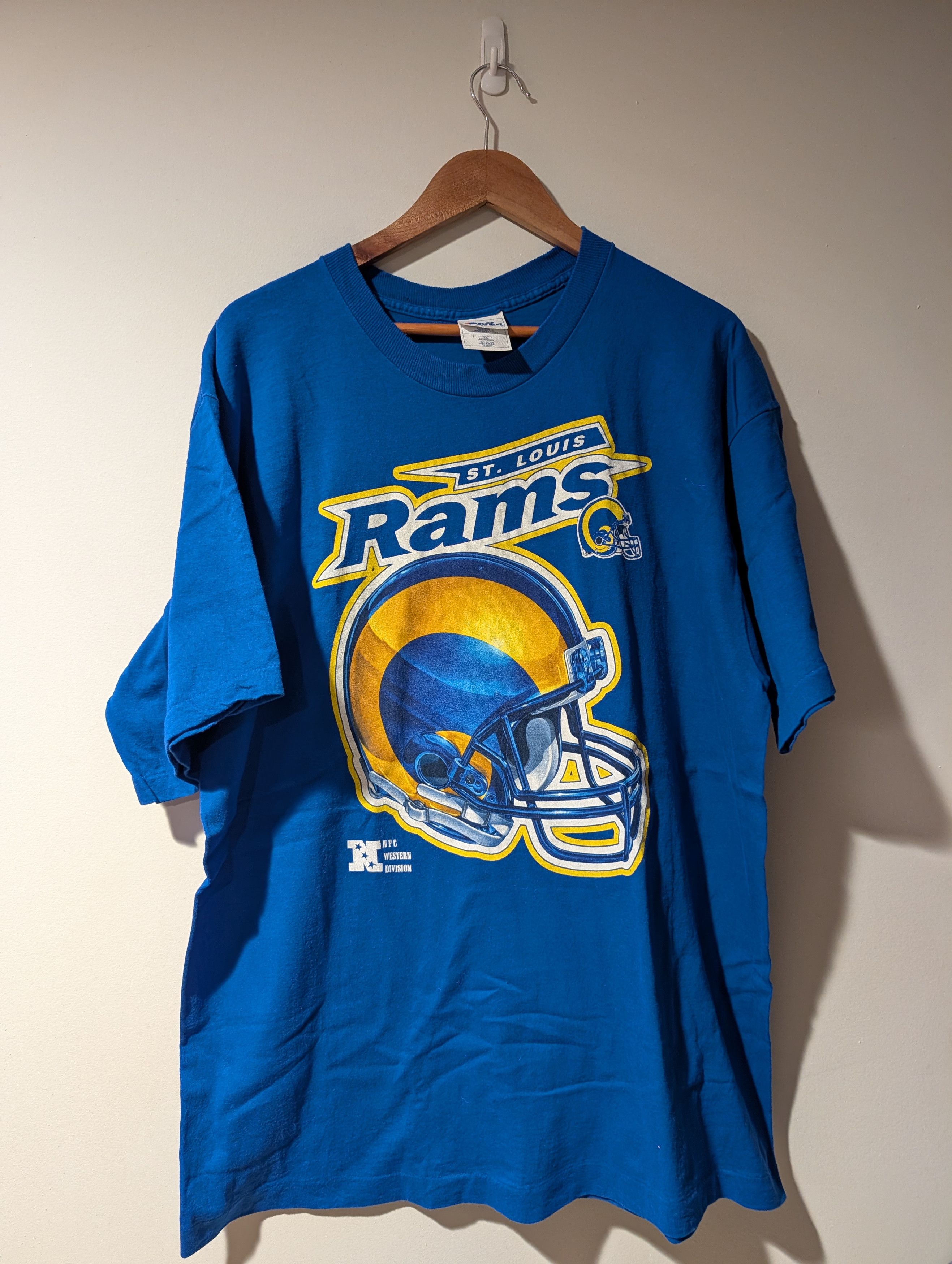 NFL Vintage 90 St. Louis Rams NFL Football Blue X-Large T-Shirt Size US XL / EU 56 / 4 - 1 Thumbnail