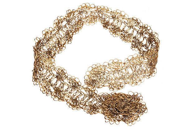 Designer Brutalist Woven Brass Wire Belt Size ONE SIZE - 1 Thumbnail