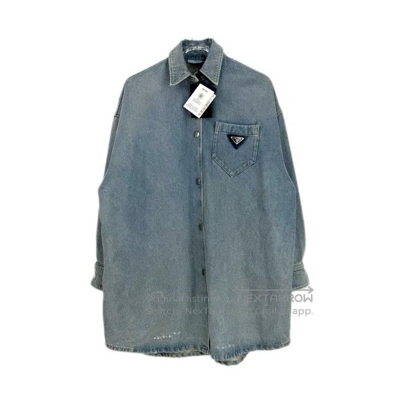 Prada Prada Washed blue metal triangle logo denim jacket Size XS / US 0-2 / IT 36-38 - 1 Thumbnail