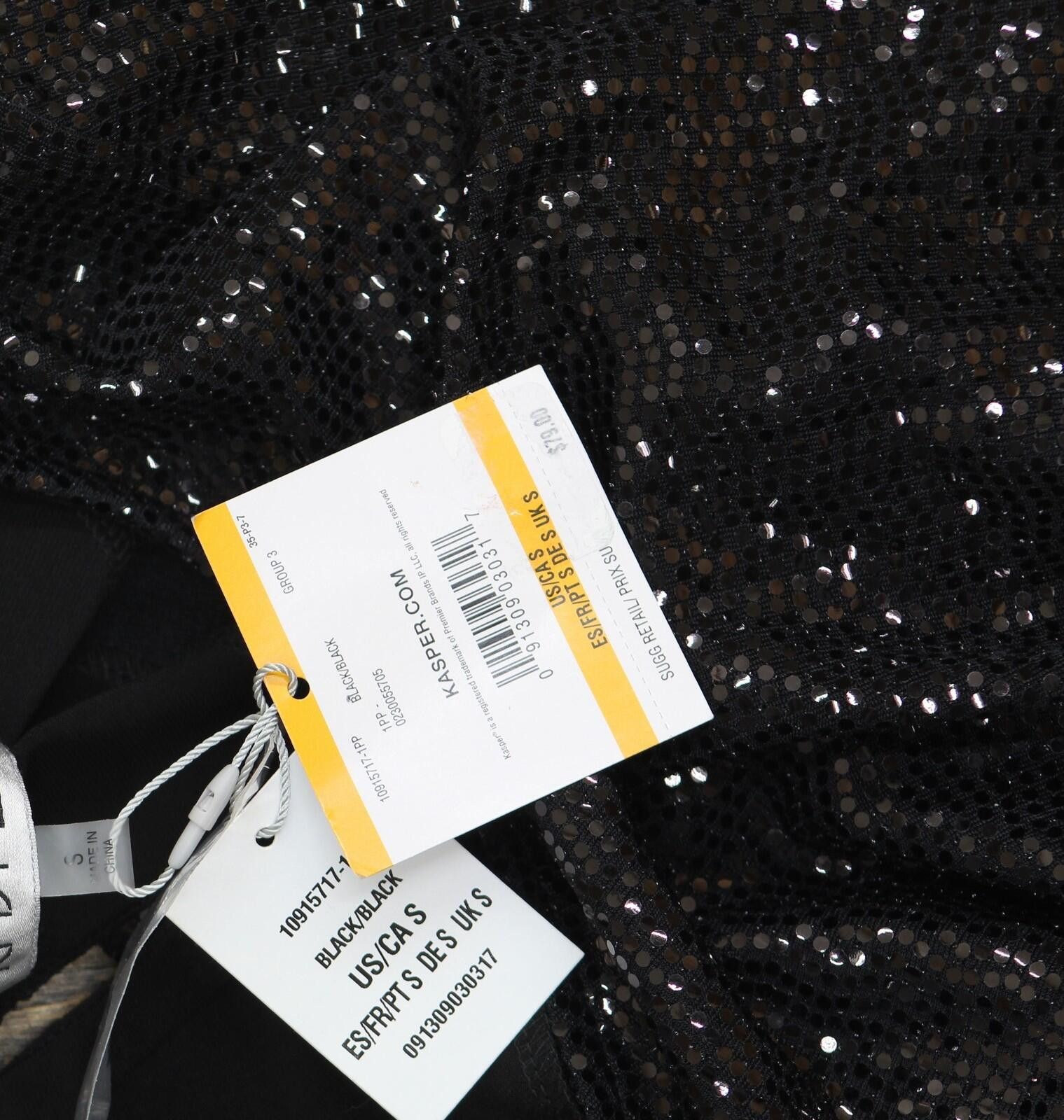 Other Nwt Kasper Sequin Ruffle Sleeve Top Blouse 10915717 Black S Size S / US 4 / IT 40 - 3 Thumbnail