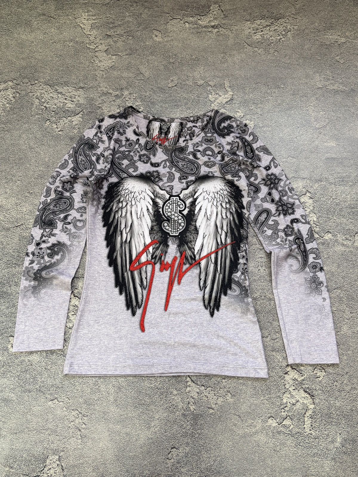 Giuseppe Zanotti Giuseppe Zanotti Paisley Wing LS Top Rhinestone $ Sign Size M / US 6-8 / IT 42-44 - 1 Thumbnail