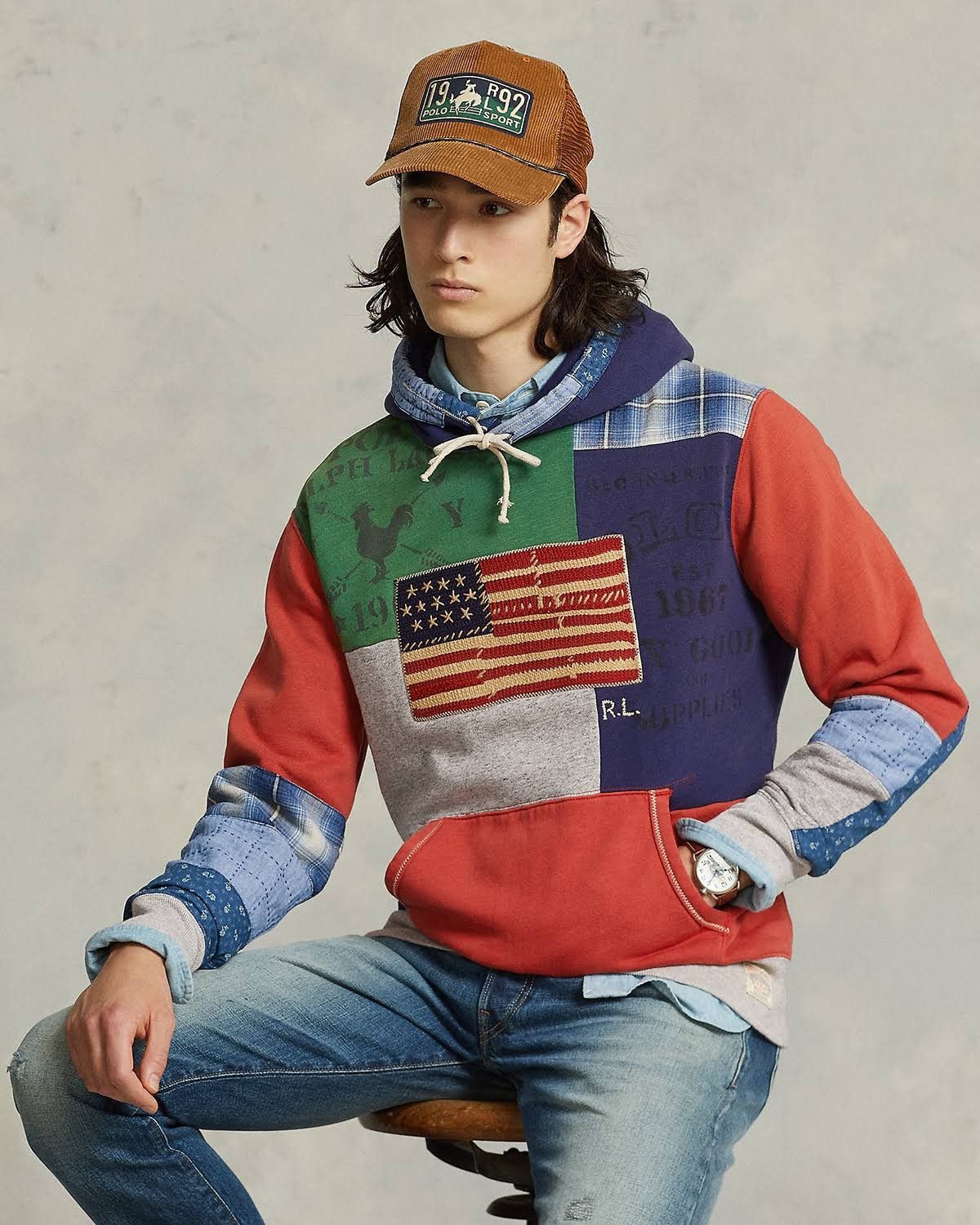 Polo Ralph Lauren Polo Ralph Lauren Patchwork pouch-pockets hoodie Americana Size US M / EU 48-50 / 2 - 18 Thumbnail