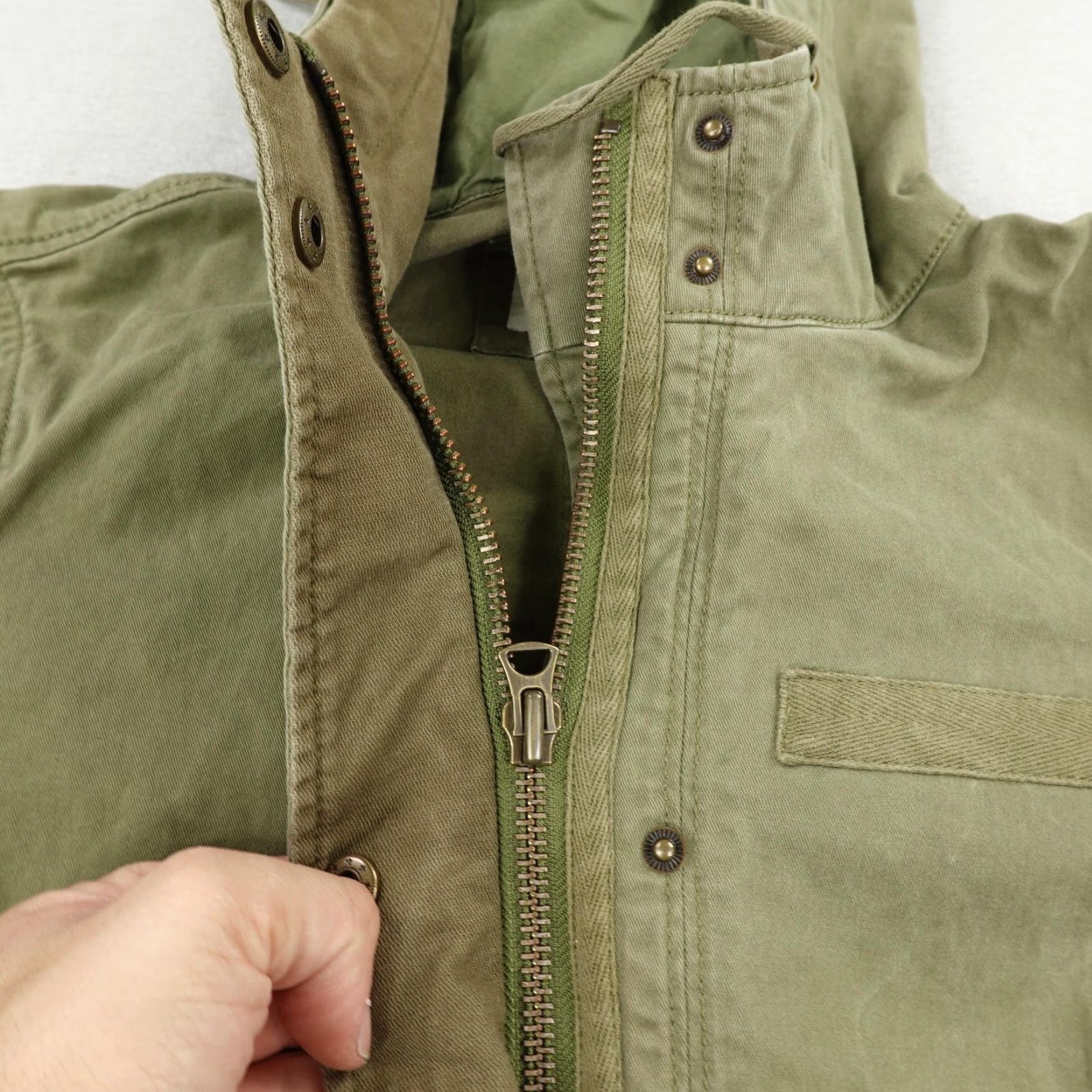 Gap VINTAGE Gap Women's Jacket XS Olive Green Military Fishtail Parka Hooded Canvas Outdoor Coat Size XS / US 0-2 / IT 36-38 - 4 Thumbnail