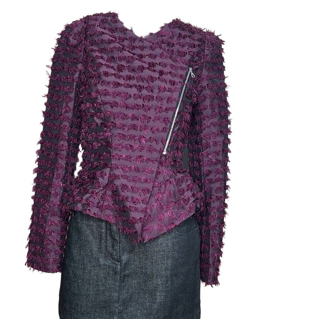 Benson Bensoni Textured Moto Peplum Jacket (306) Size XS / US 0-2 / IT 36-38 - 4 Thumbnail