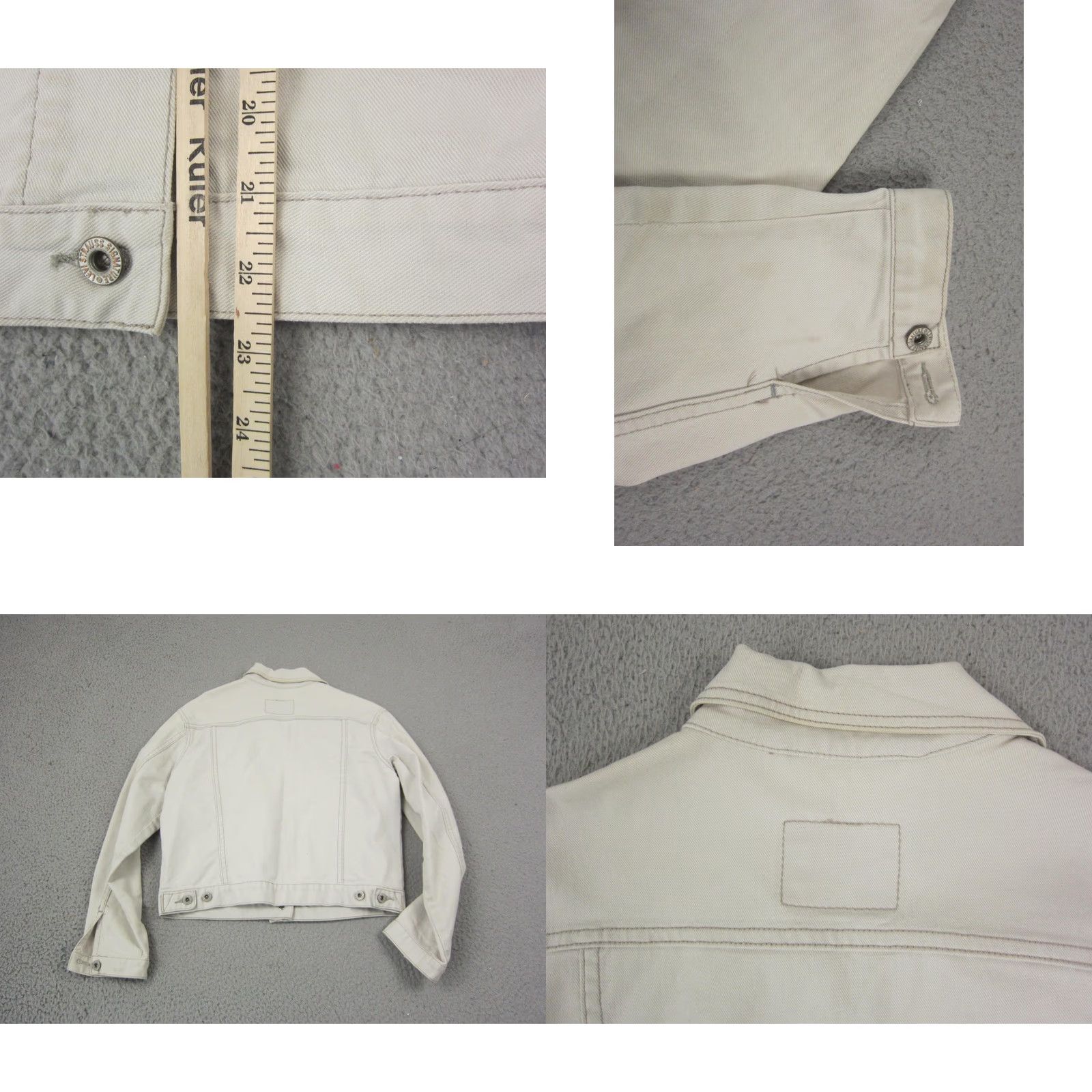 Levi's VINTAGE Levi's Jacket Womens S Beige Denim Trucker Western Button-Up Crop 70s 80s 90s Size S / US 4 / IT 40 - 8 Thumbnail
