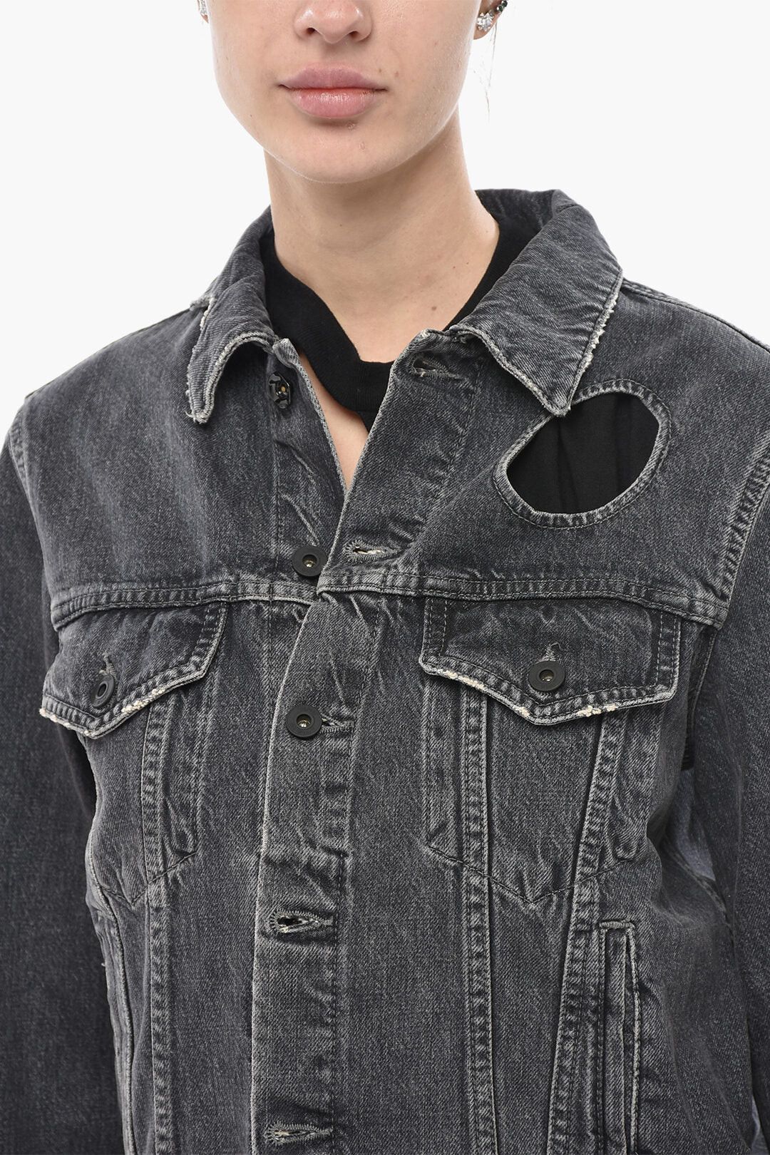 Off-White og1mm0426 Cut-out Denim Jacket in Grey Size S / US 4 / IT 40 - 3 Thumbnail