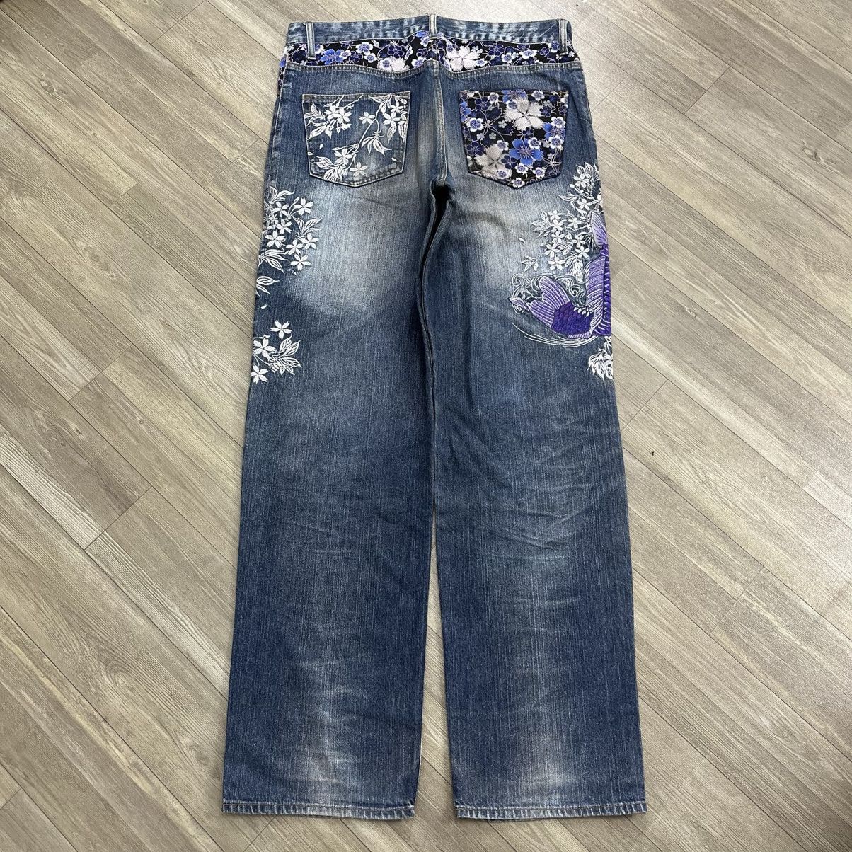 Karakuri Tamashii Y2K Karakuri Tamashii Koi Flowers Embroidered Ed kardy Jeans Size US 30 / EU 46 - 20 Thumbnail
