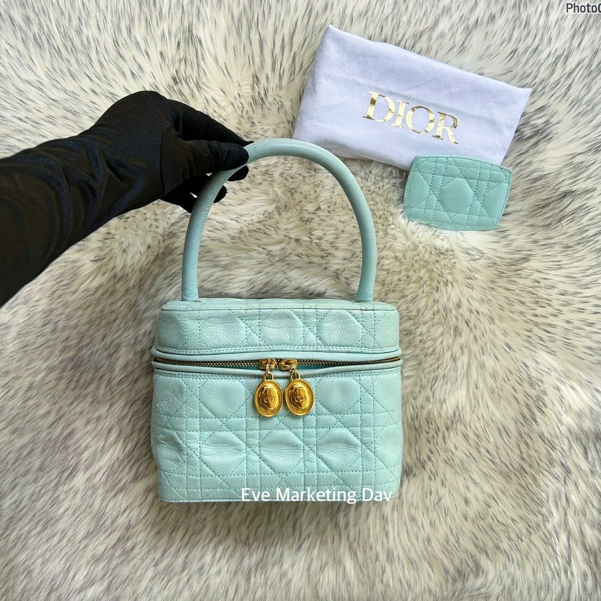 Dior × Vintage Christian Dior Cannage Lady Dior Vanity Lambskin Handbag Size ONE SIZE - 1 Thumbnail