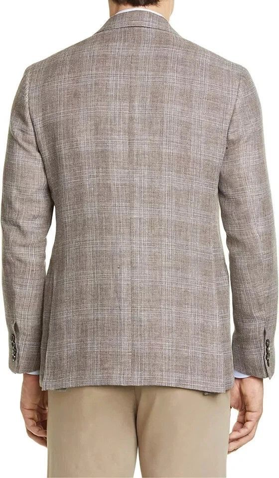 Canali Canali Kei Plaid Linen & Wool Sport Coat 54 EU / 44 US Long Size 44L - 4 Thumbnail
