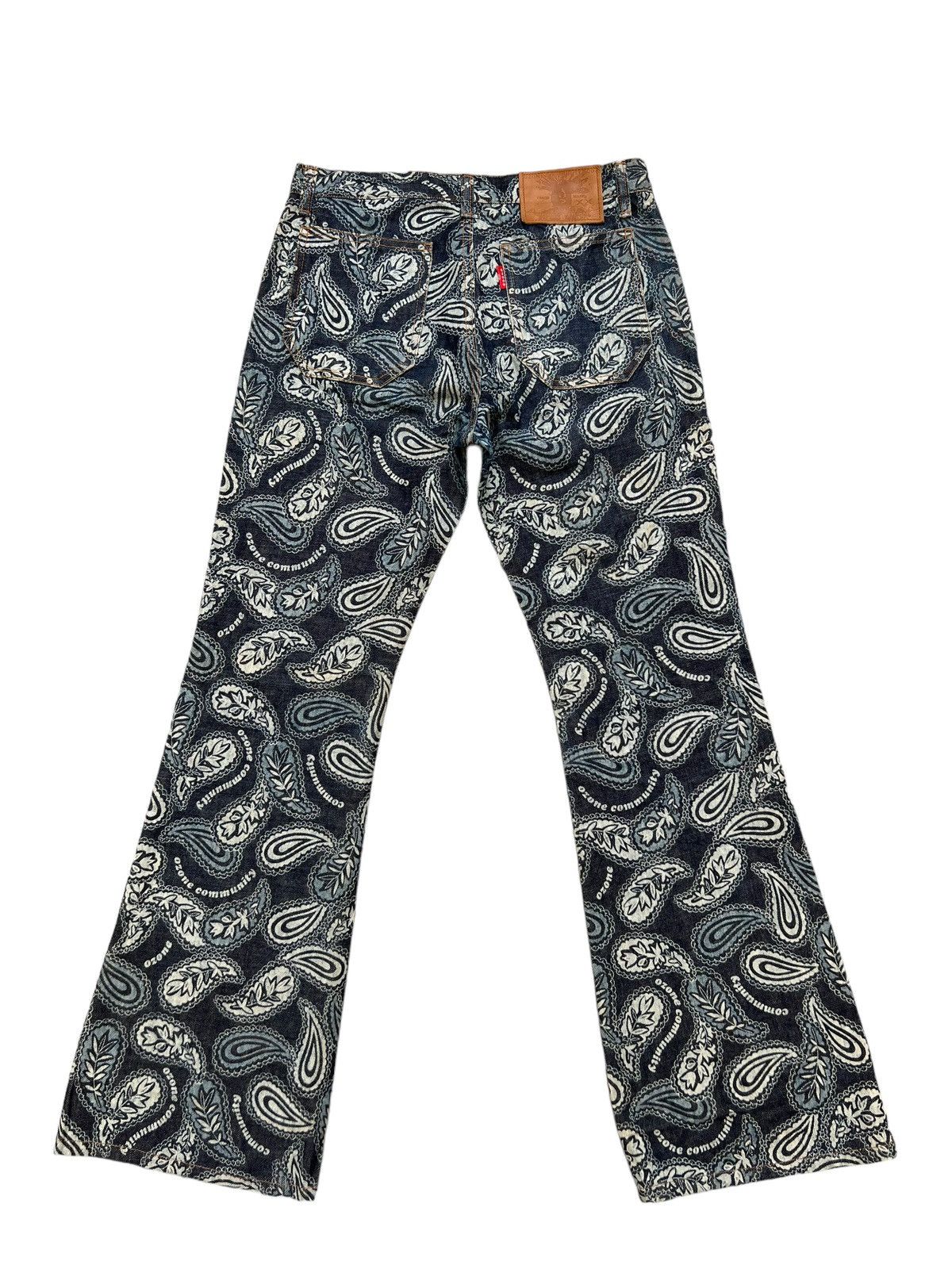 Vintage VTG 90s Ozone Community Tokyo Paisley Denim Bootcut Jeans Size US 29 - 2 Thumbnail
