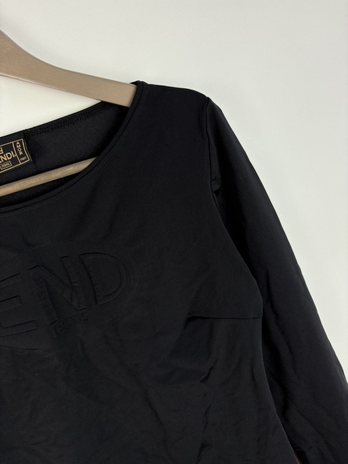 Fendi Vintage Fendi Jeans Women's Stretch Long Sleeve Black Blouse Size M / US 6-8 / IT 42-44 - 6 Thumbnail