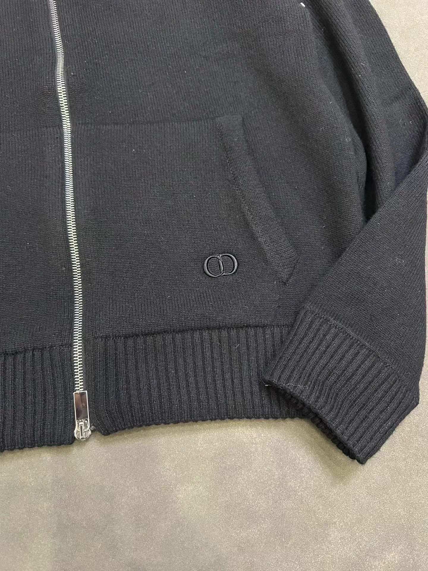 Dior Dior Logo Embroidered Cashmere Zipped Hoodie Black L Size US L / EU 52-54 / 3 - 4 Thumbnail
