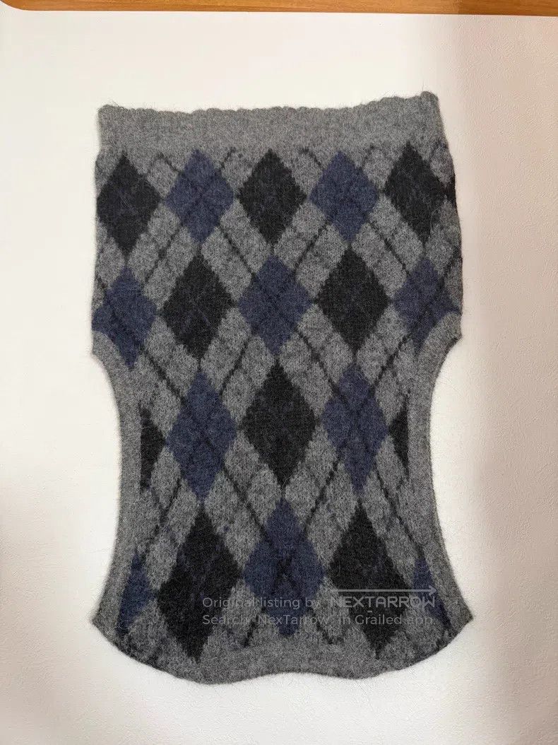 Our Legacy Our Legacy Blue Gray Mohair Blended Diamond Knit Sweater Size US S / EU 44-46 / 1 - 7 Thumbnail