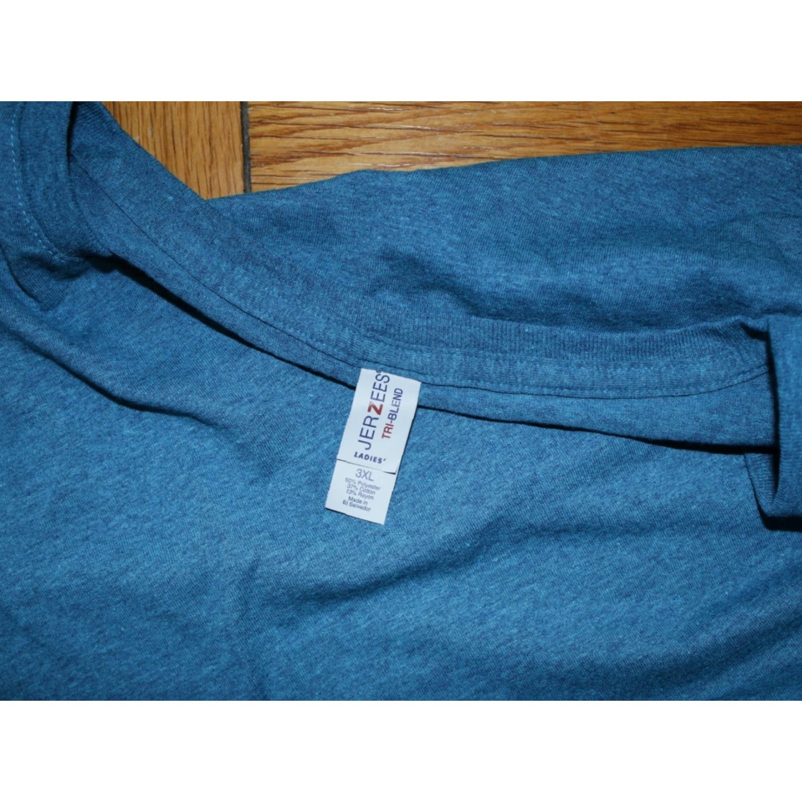Jerzees JERZEES Women Solid Short Sleeves V Neck Casual Blue T Shirt 3XL Womens Size XXL / US 16-18 / IT 52-54 - 6 Thumbnail