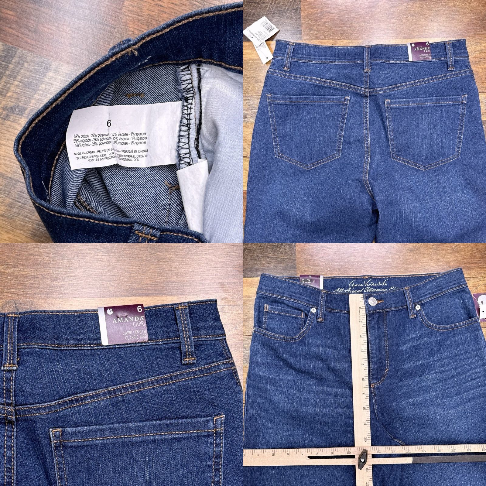 Gloria Vanderbilt Gloria Vanderbilt Amanda Capri Jeans 4 Blue High Rise Stretch Regular 5-Pocket Denim Jeans Womens Girls Size 27" / US 4 / IT 40 - 8 Thumbnail