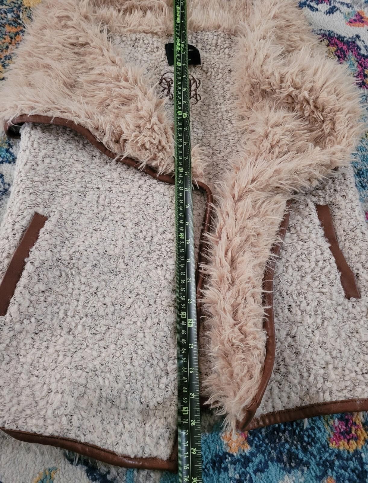 Other Love Tree Women's S Faux Fur Sherpa Wool Acrylic Open Vest Size S / US 4 / IT 40 - 3 Thumbnail
