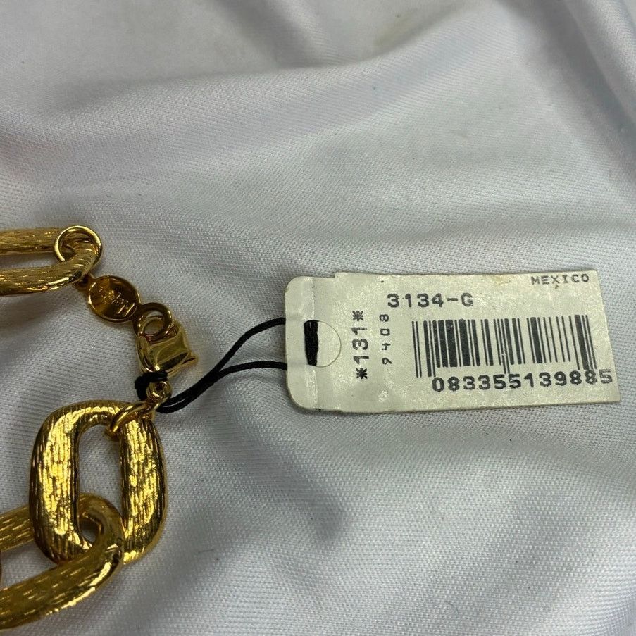 Other Napier Gold Tone Textured Oval Link Bracelet 80s 90s Signed Size ONE SIZE - 4 Thumbnail