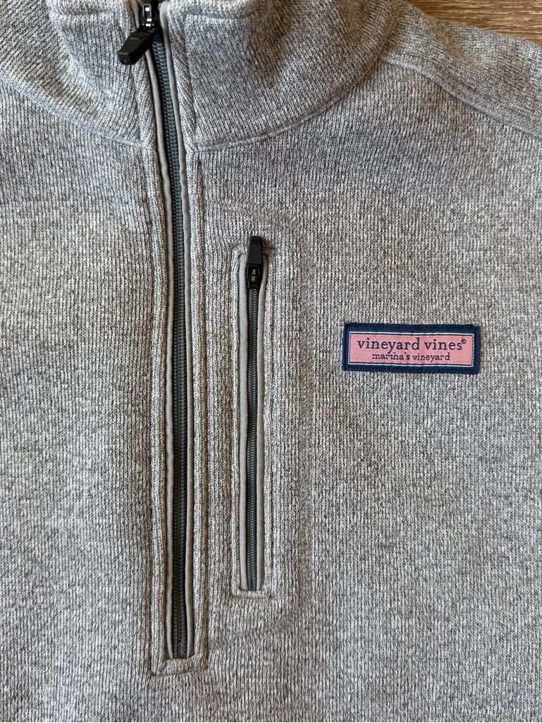 Vineyard Vines Vineyard Vines Men's Light Gray Quarter-Zip Pullover Size US L / EU 52-54 / 3 - 3 Thumbnail