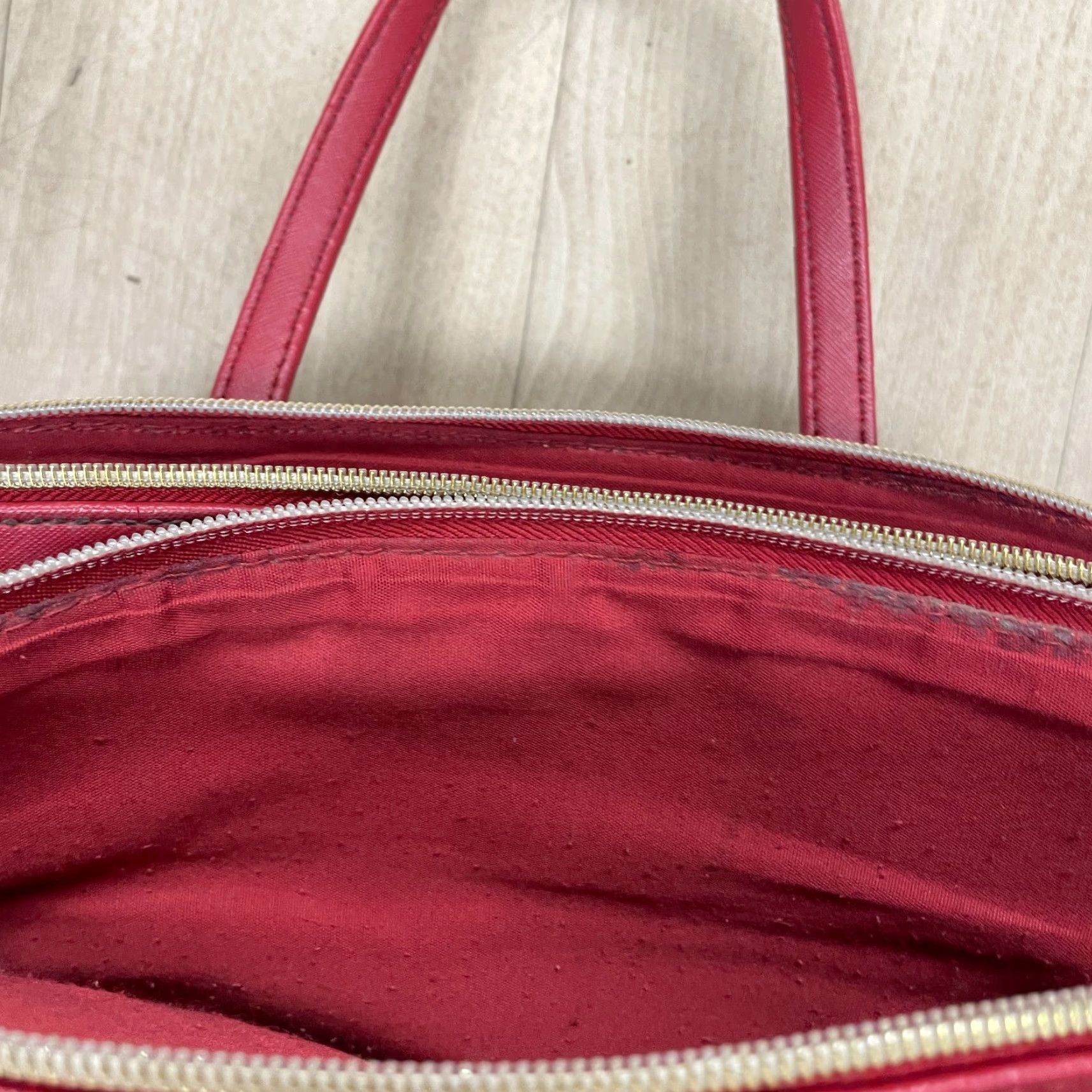 Kenneth Cole Kenneth Cole Reaction Shoulder Bag Red Faux Leather Gold Hardware PVC Leather Matte Red 17in 10in Large Women's Bag Size ONE SIZE - 5 Thumbnail