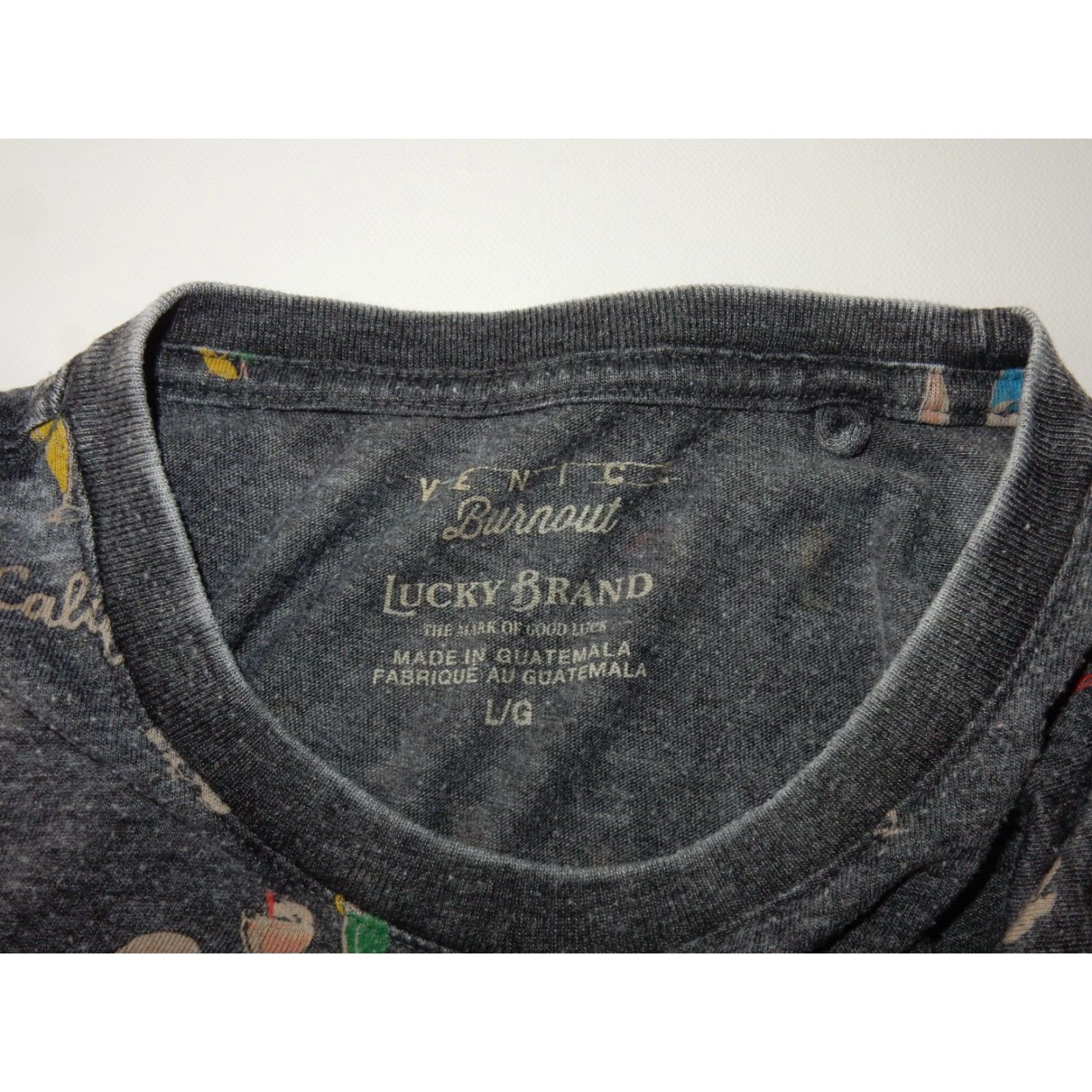 Lucky Brand Lucky Brand Men's T Shirt California Cocktails Skulls Gray Cotton Blend Short Sleeve L Size US L / EU 52-54 / 3 - 3 Thumbnail