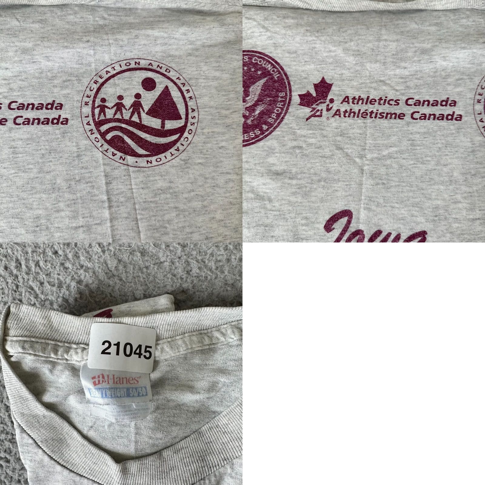 Hanes VINTAGE Hanes Track & Field Shirt Mens M Gray 90s Iowa Short Sleeve Crew Neck 80s 90s Classic School Football Mens Size US M / EU 48-50 / 2 - 10 Thumbnail