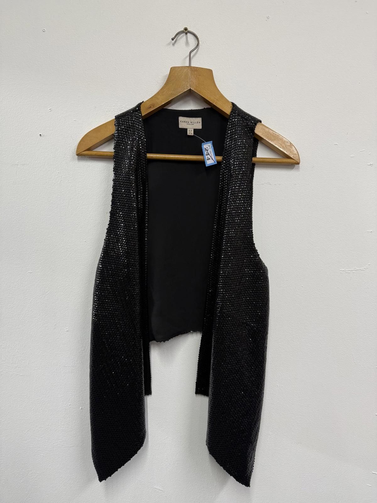 Other Karen Millen Black Sequined Sleeveless Vest Size ONE SIZE - 1 Thumbnail