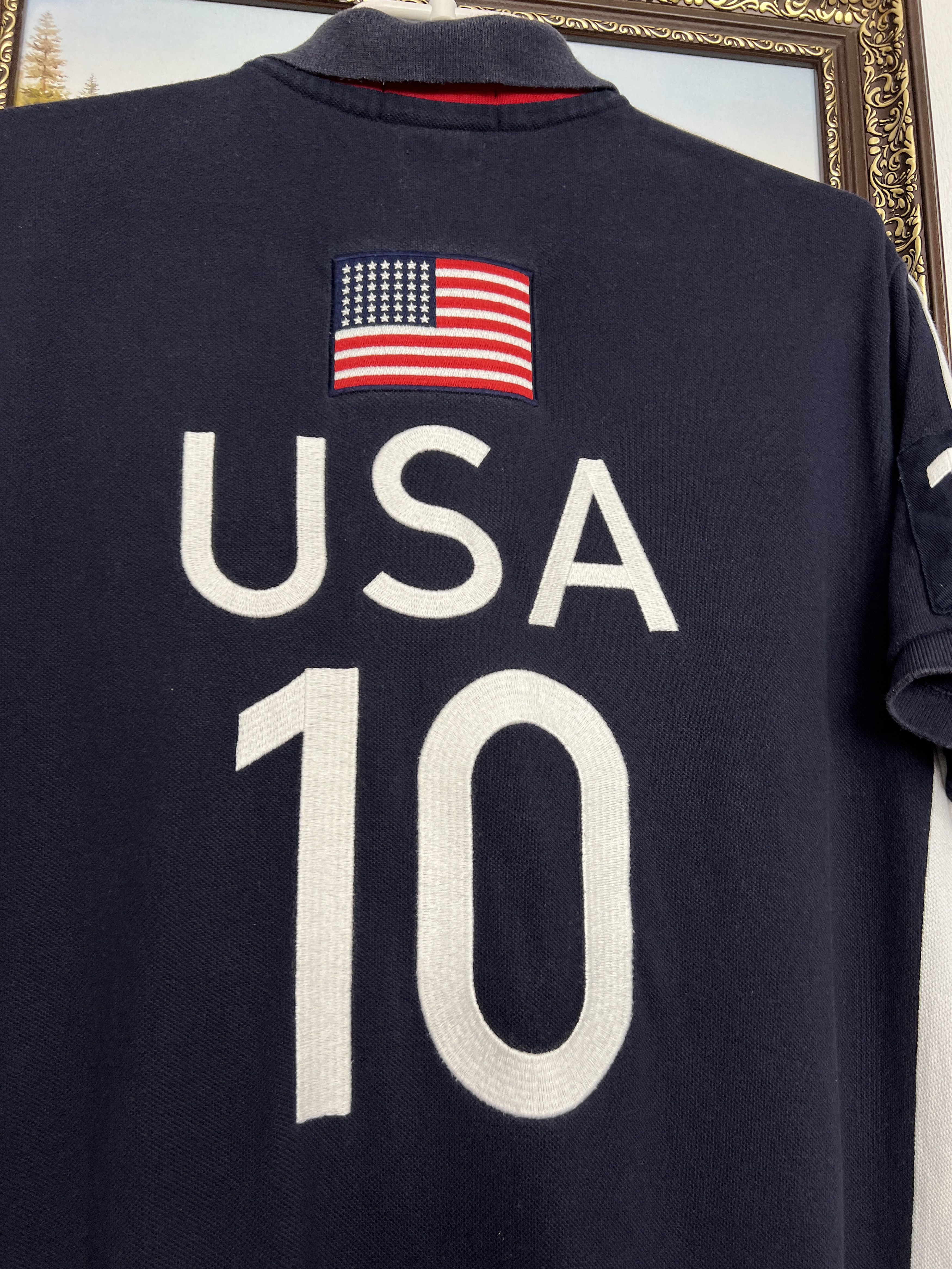 Polo Ralph Lauren Vintage Chief Keef USA Blue White Jersey Trikot Shirt Size US L / EU 52-54 / 3 - 10 Thumbnail