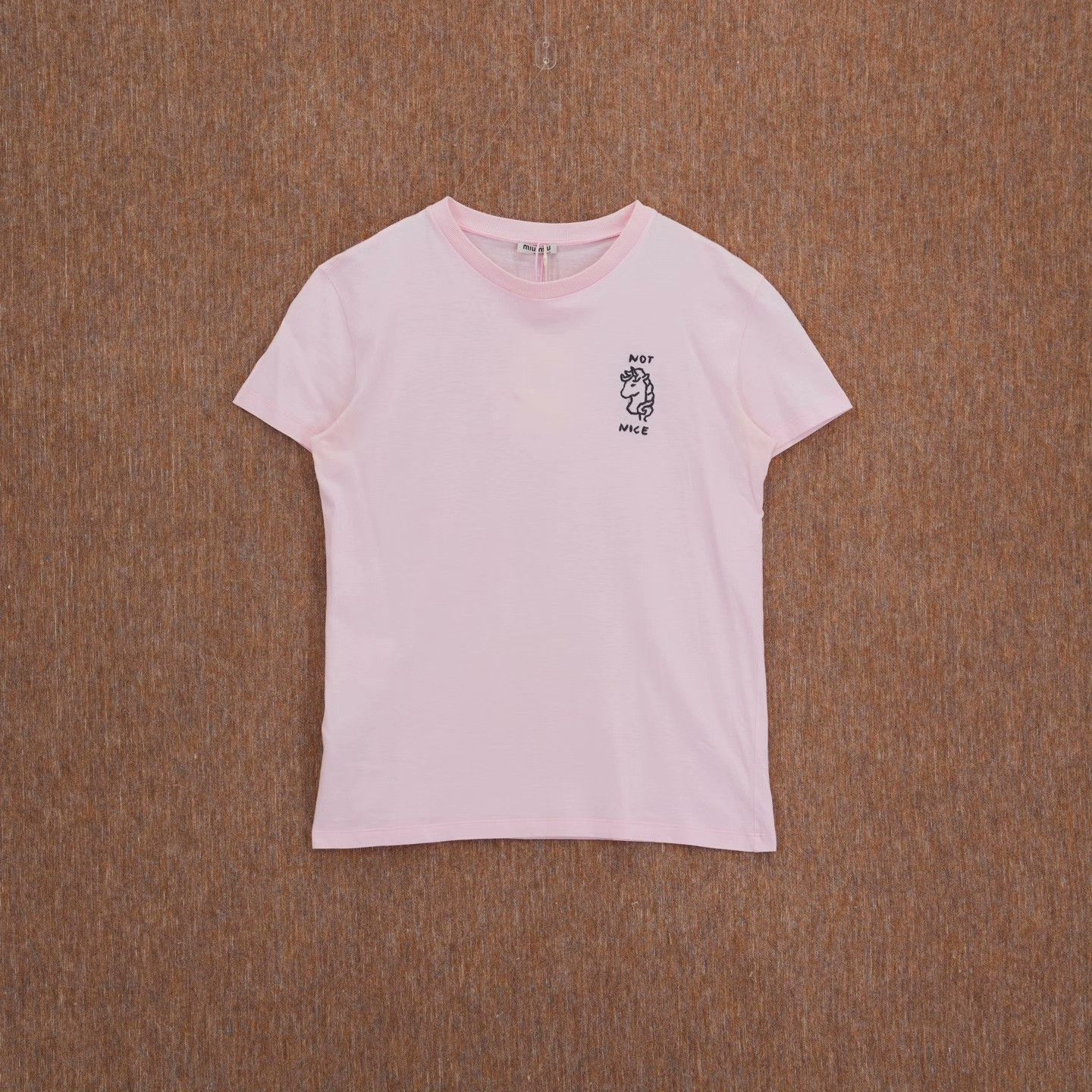 Miu Miu Miu Miu Embroidered Printed Pink T-Shirt S Women Size S / US 4 / IT 40 - 1 Thumbnail