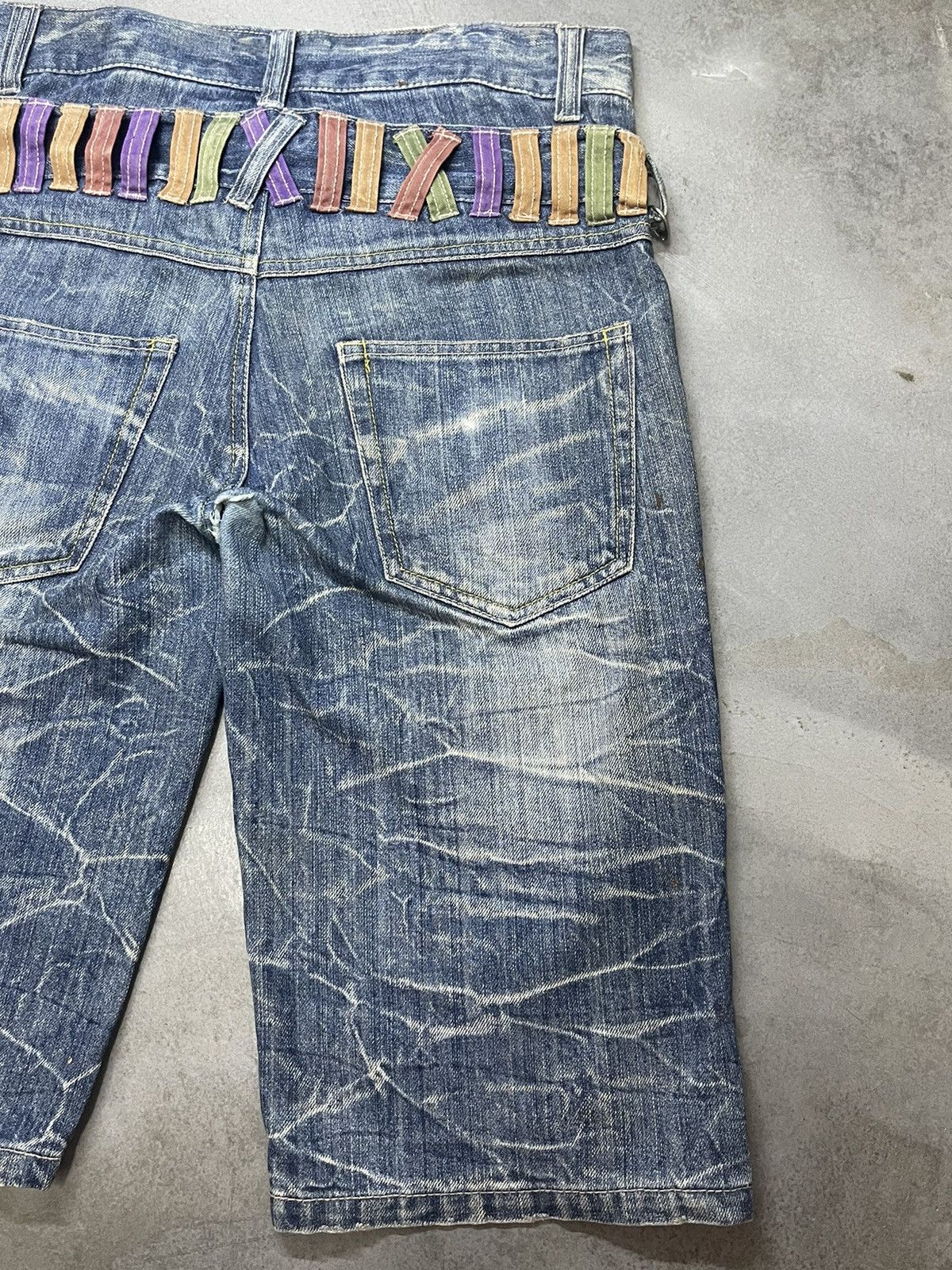 If Six Was Nine Japan NYLAUS Double Waist Honeycomb Punk Style Short Denim Size US 33 - 12 Thumbnail