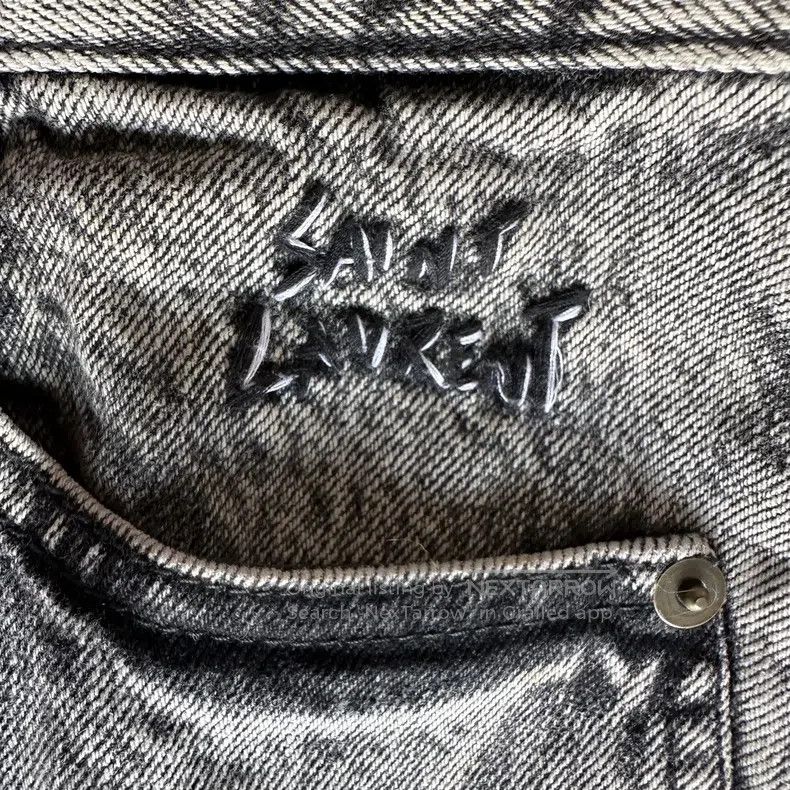 Saint Laurent Paris Saint Laurent Paris Grey embroidered denim jeans Size 25" / US 0 / IT 36 - 3 Thumbnail