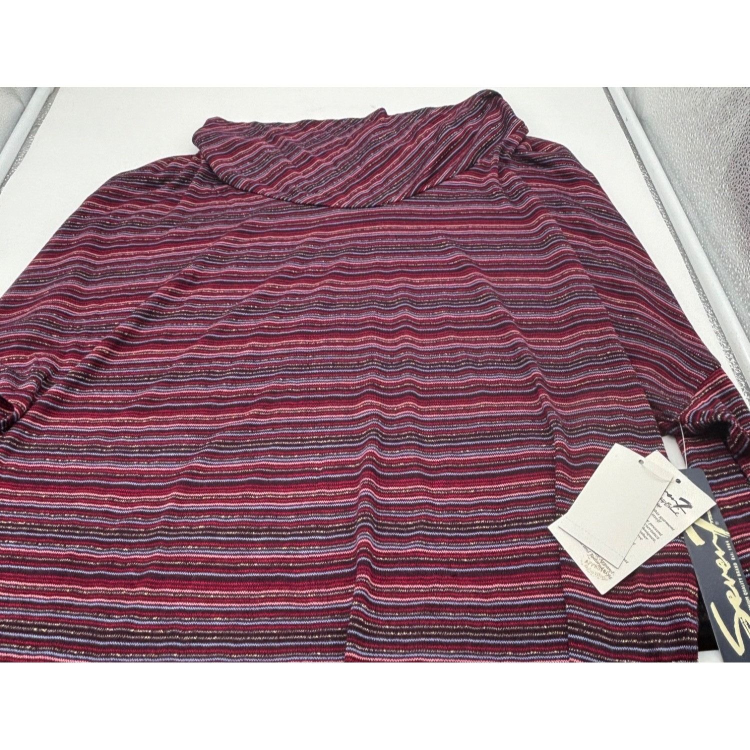 Other Seven7 Women’s Metallic Stripe, Cowl Neck, Dolman Sleeve To Size S / US 4 / IT 40 - 11 Thumbnail