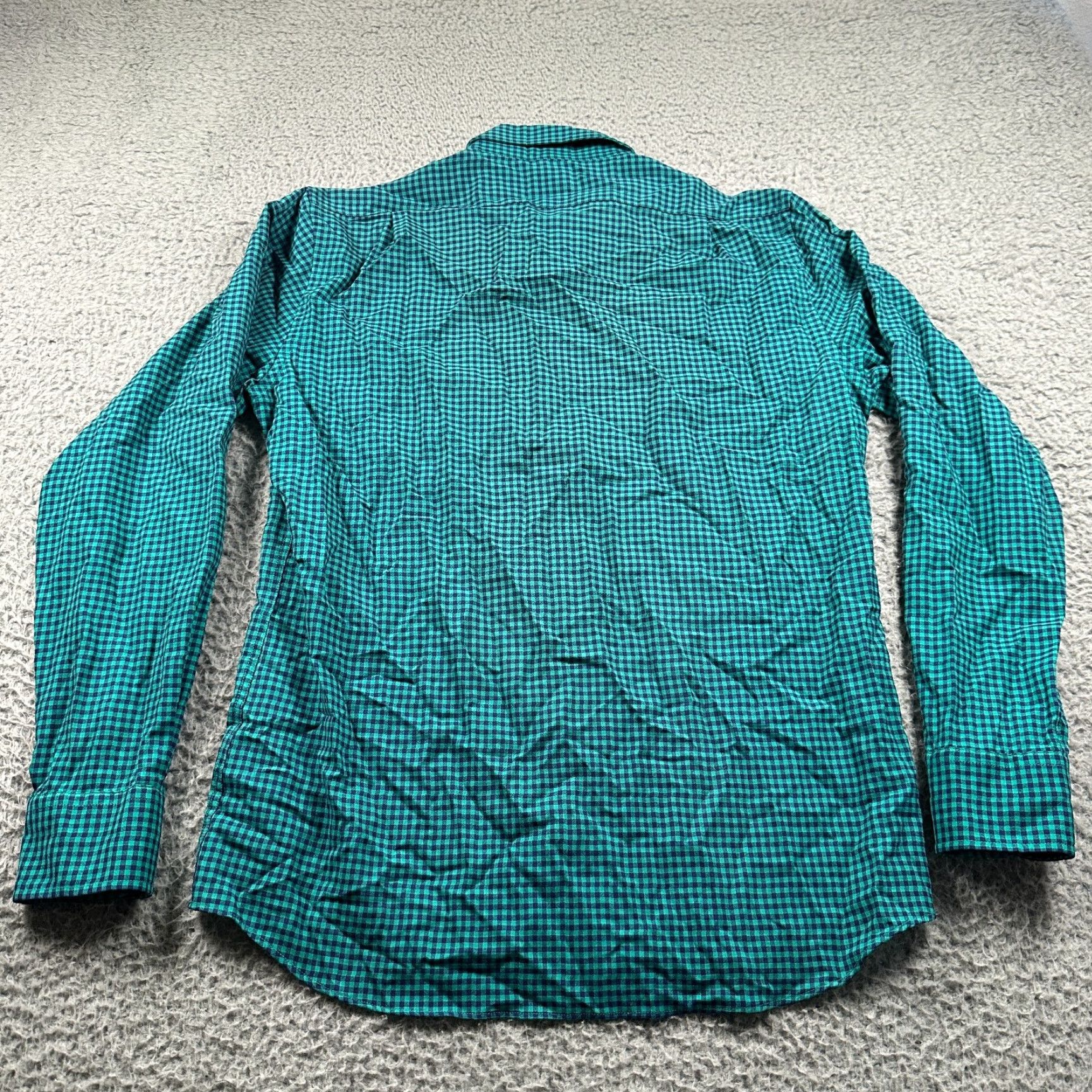 Wool & Prince Shirt Mens M Green Blue Check Long Sleeve Button Up 100% Wool